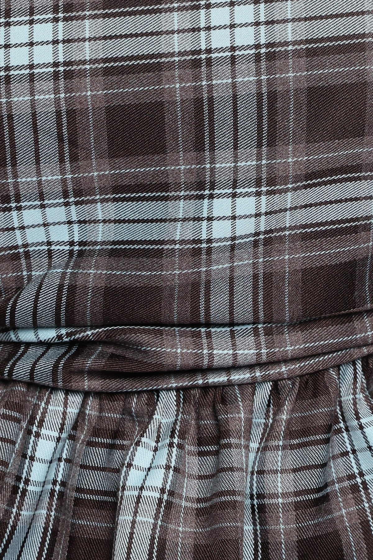 TOPS Alana Peplum Top - Choc Blue Plaid
