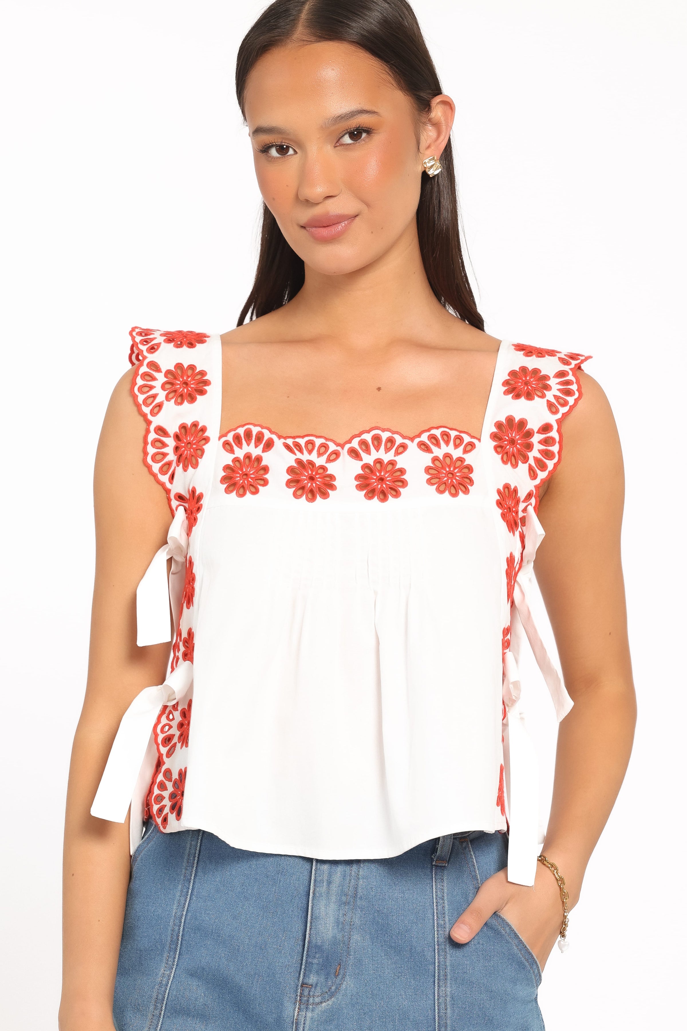TOPS Brydee Tie Top - Red