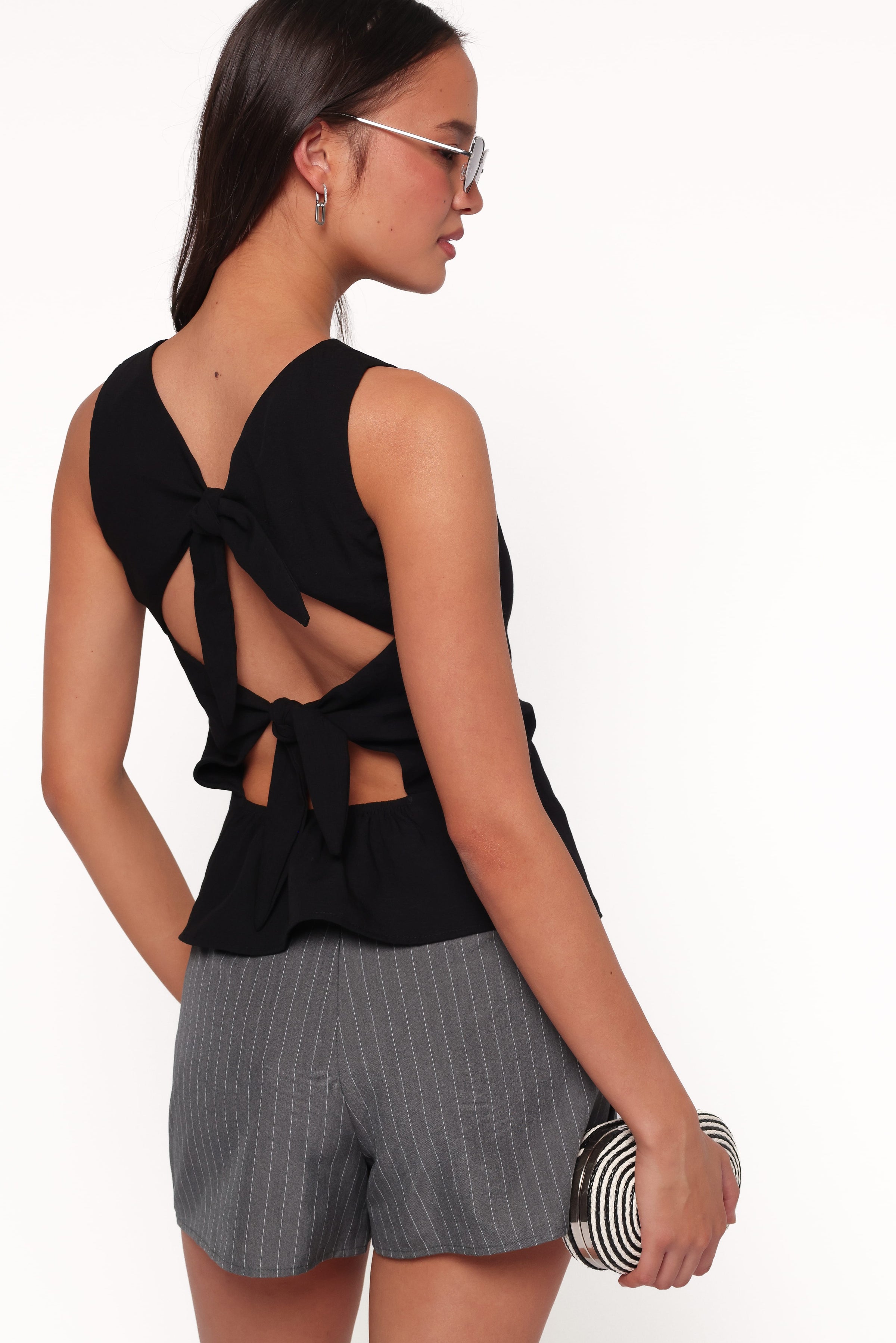 TOPS Brynn Tie Back Top - Black