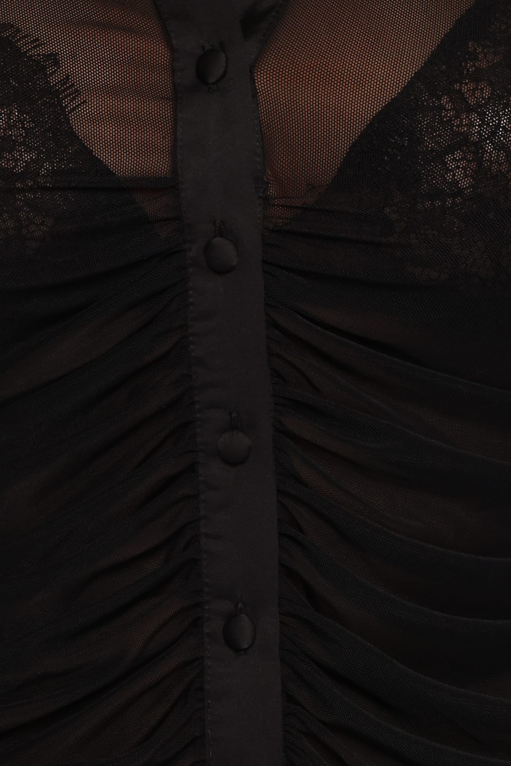 TOPS Carolyn Mesh Ruched Top - Black
