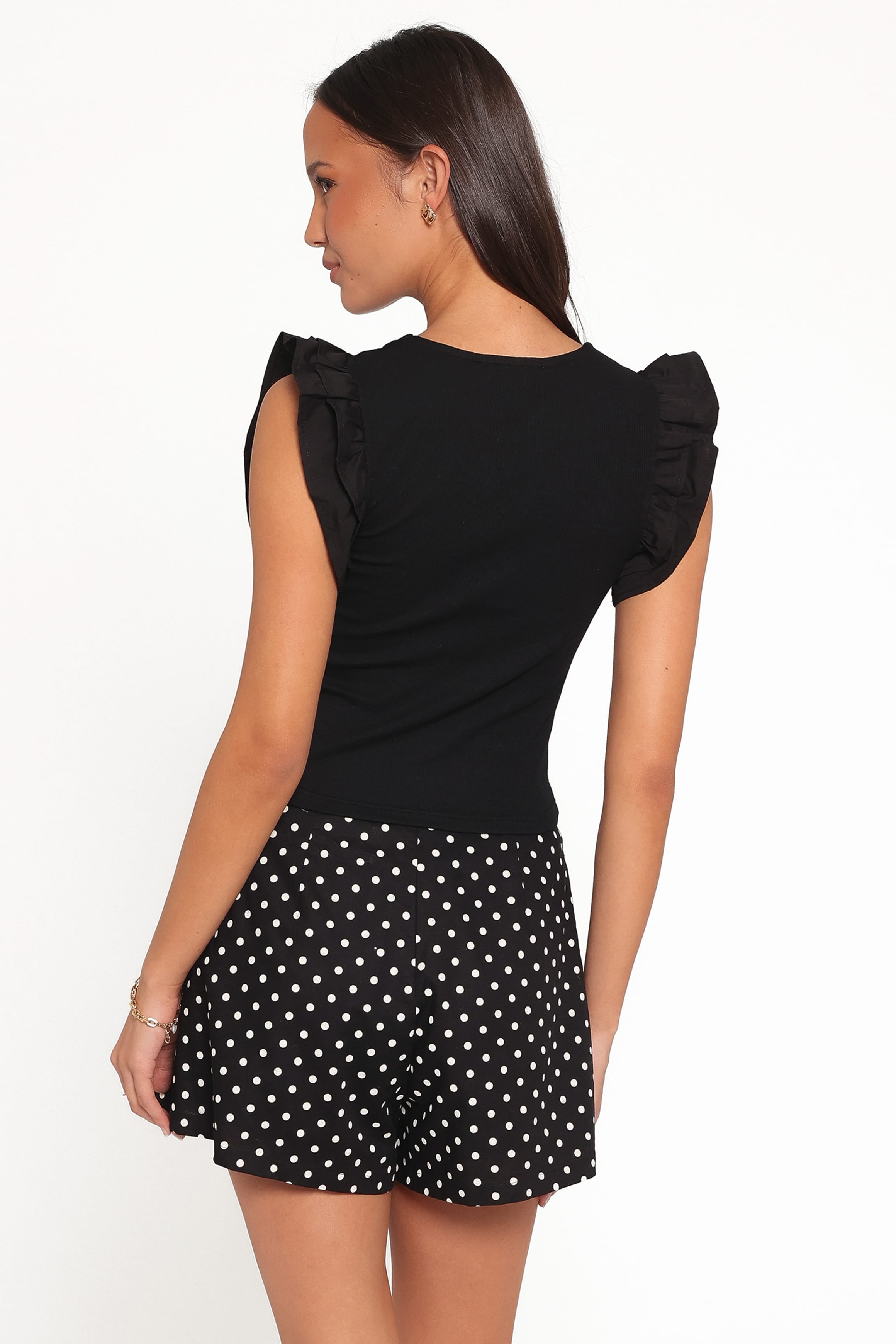 TOPS Kathleen Ruffled Knit Top - Black