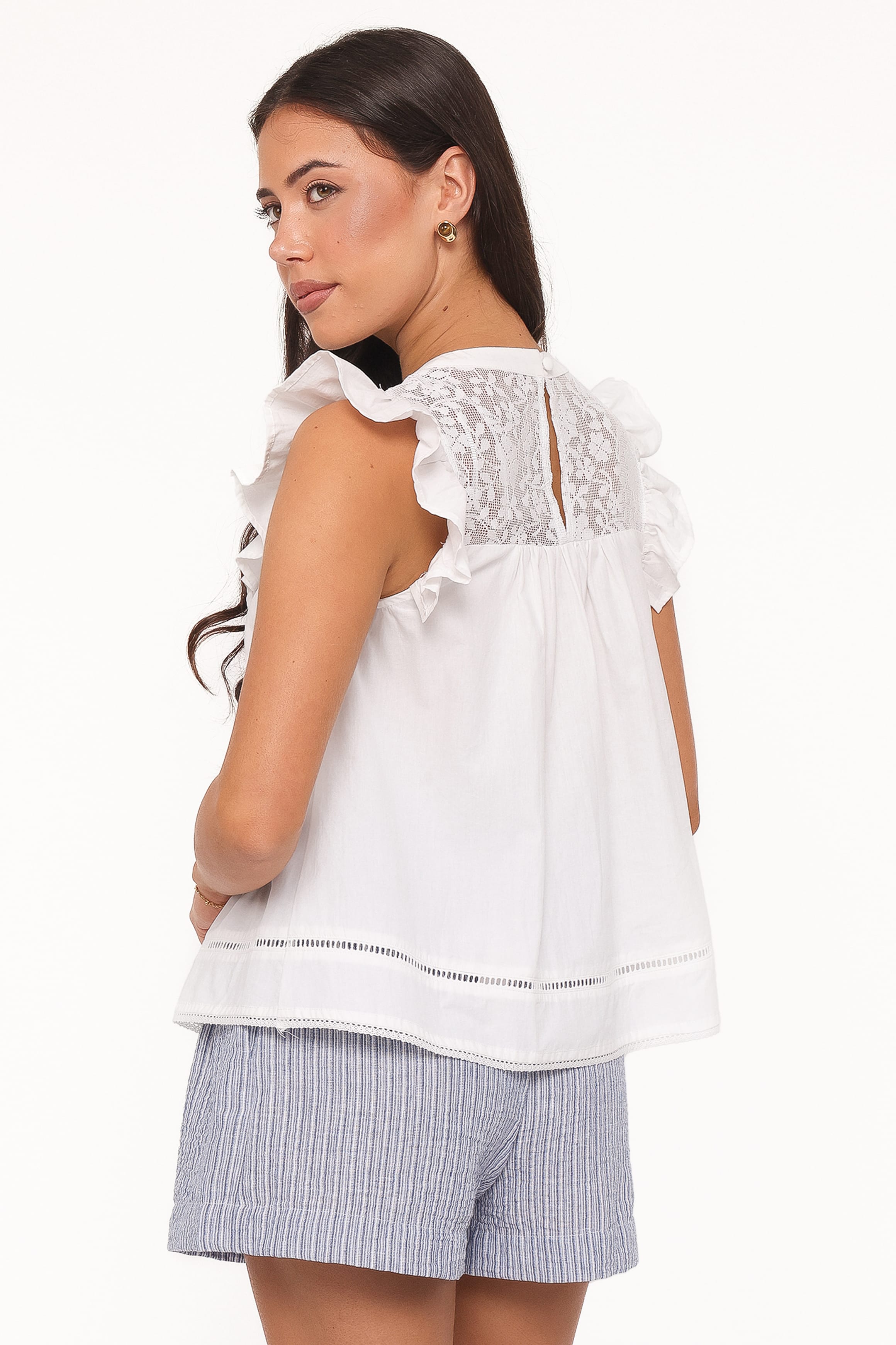 TOPS Kiran Ruffle Top - White