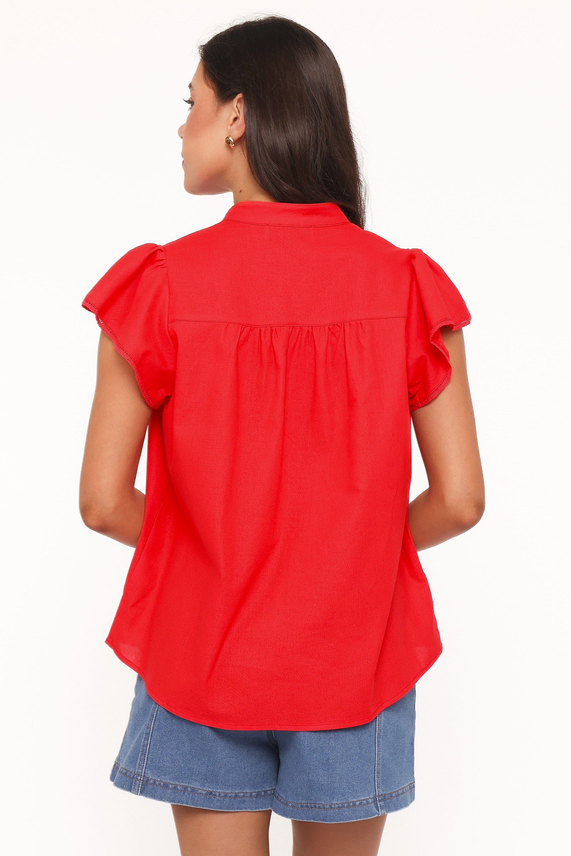 TOPS Kylie Flutter Sleeve Top - Red