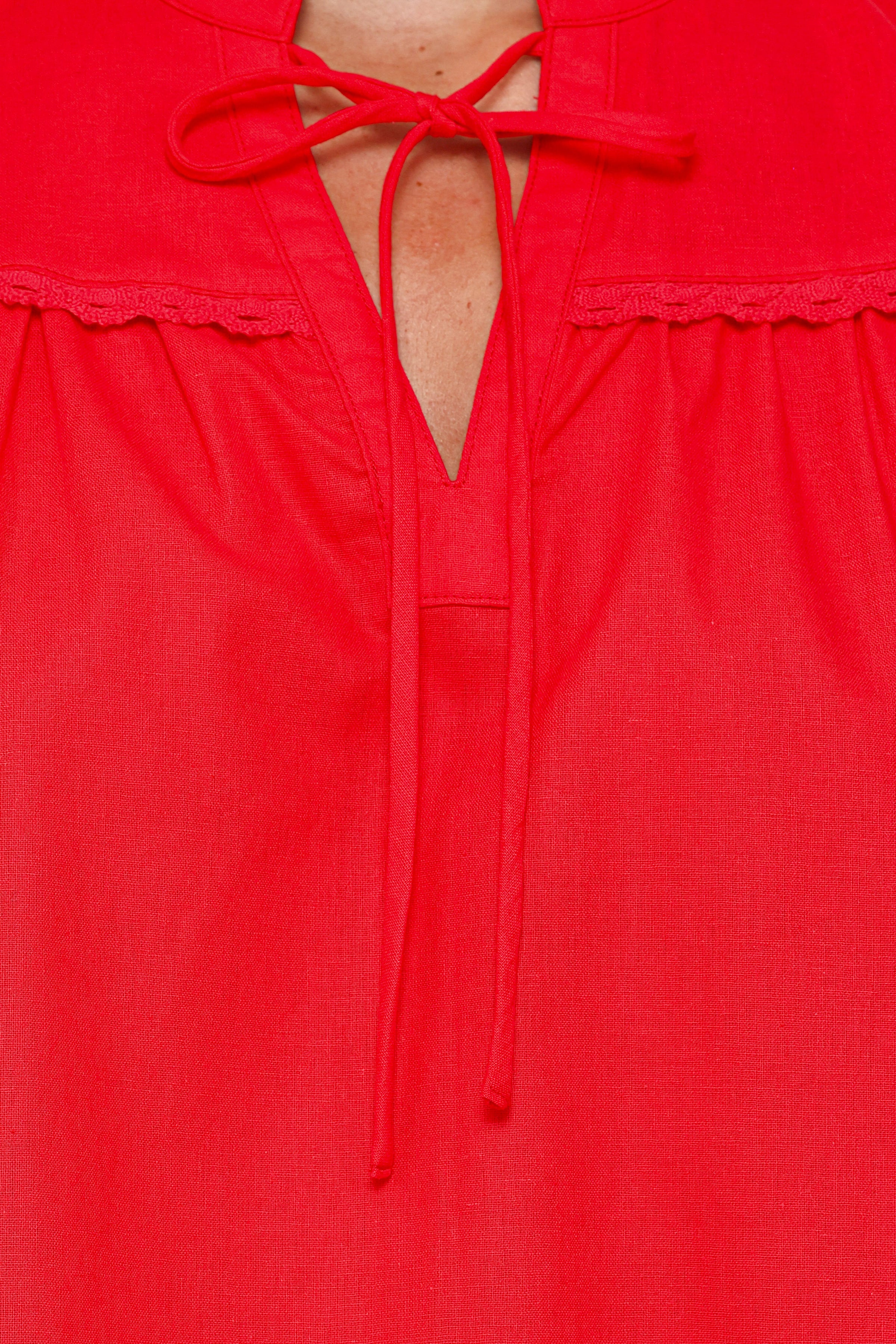 TOPS Kylie Flutter Sleeve Top - Red
