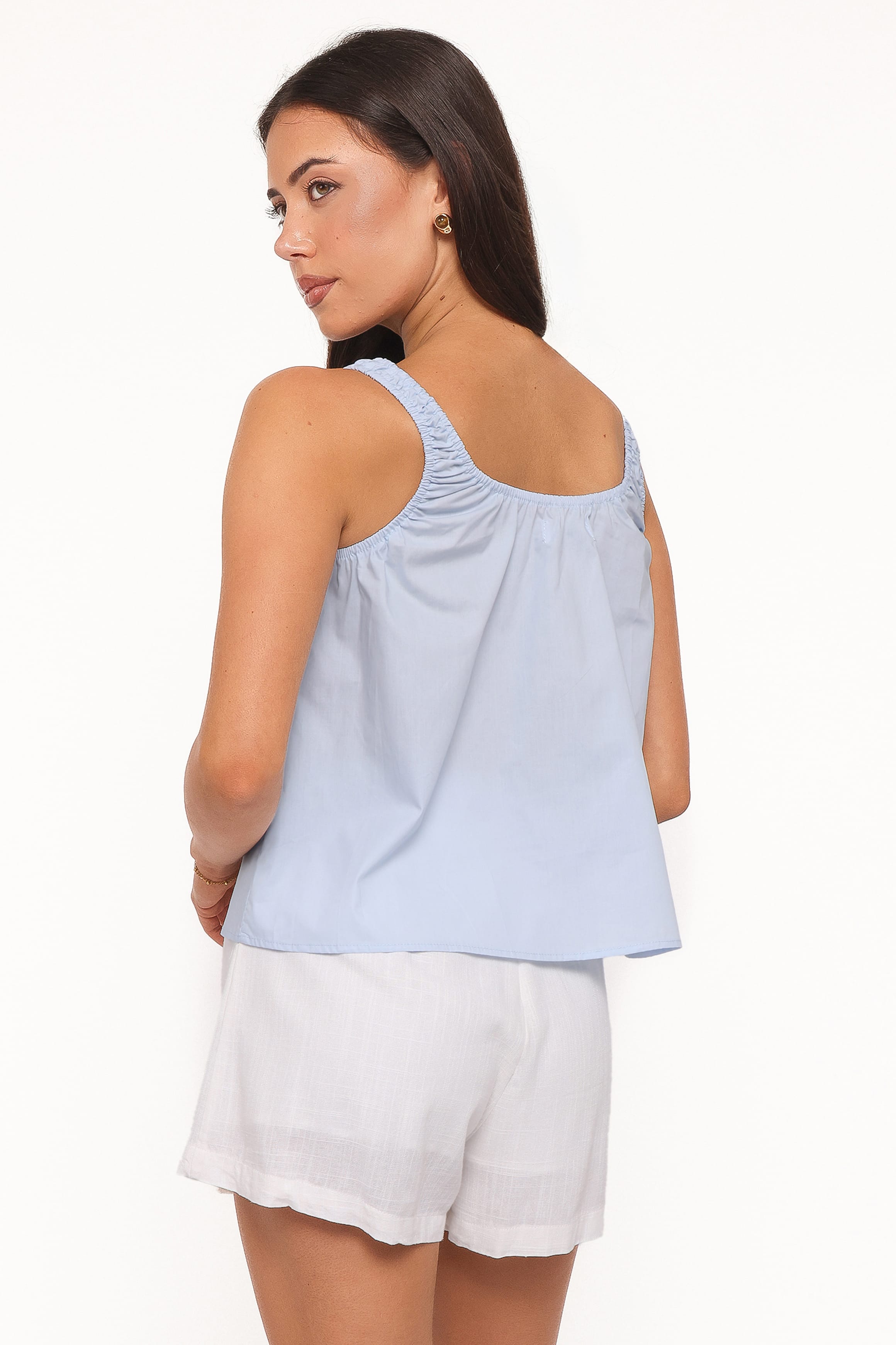 TOPS Lawrence Tie Scoop Top - Light Blue