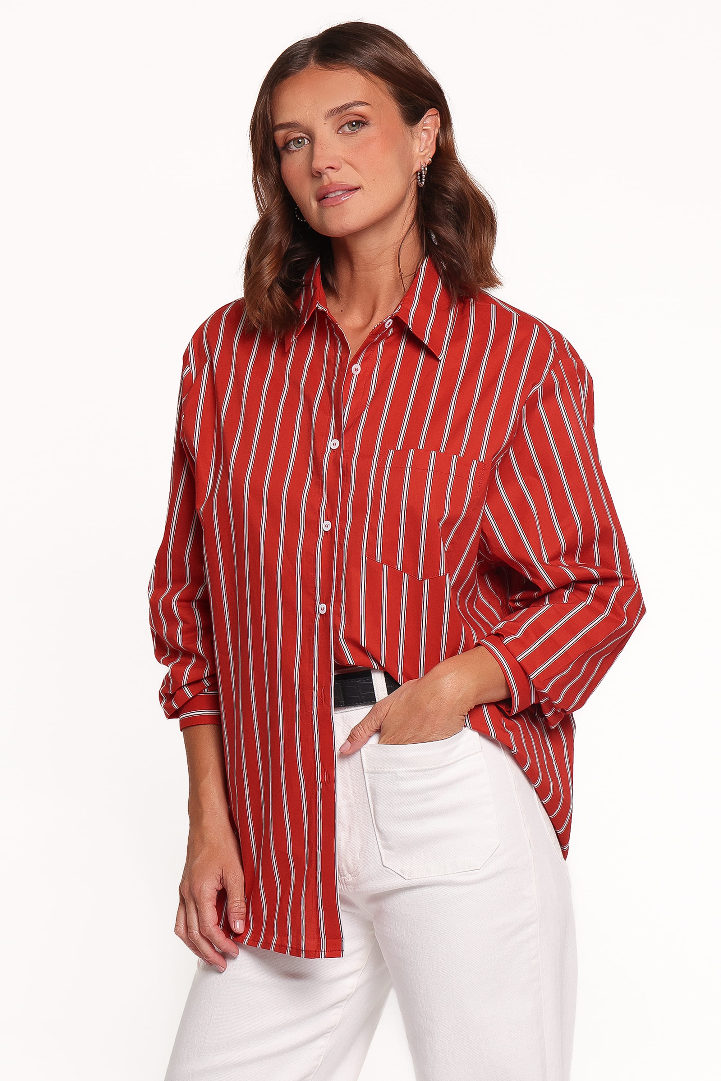 TOPS Palmer Button Down Shirt - Red Stripe