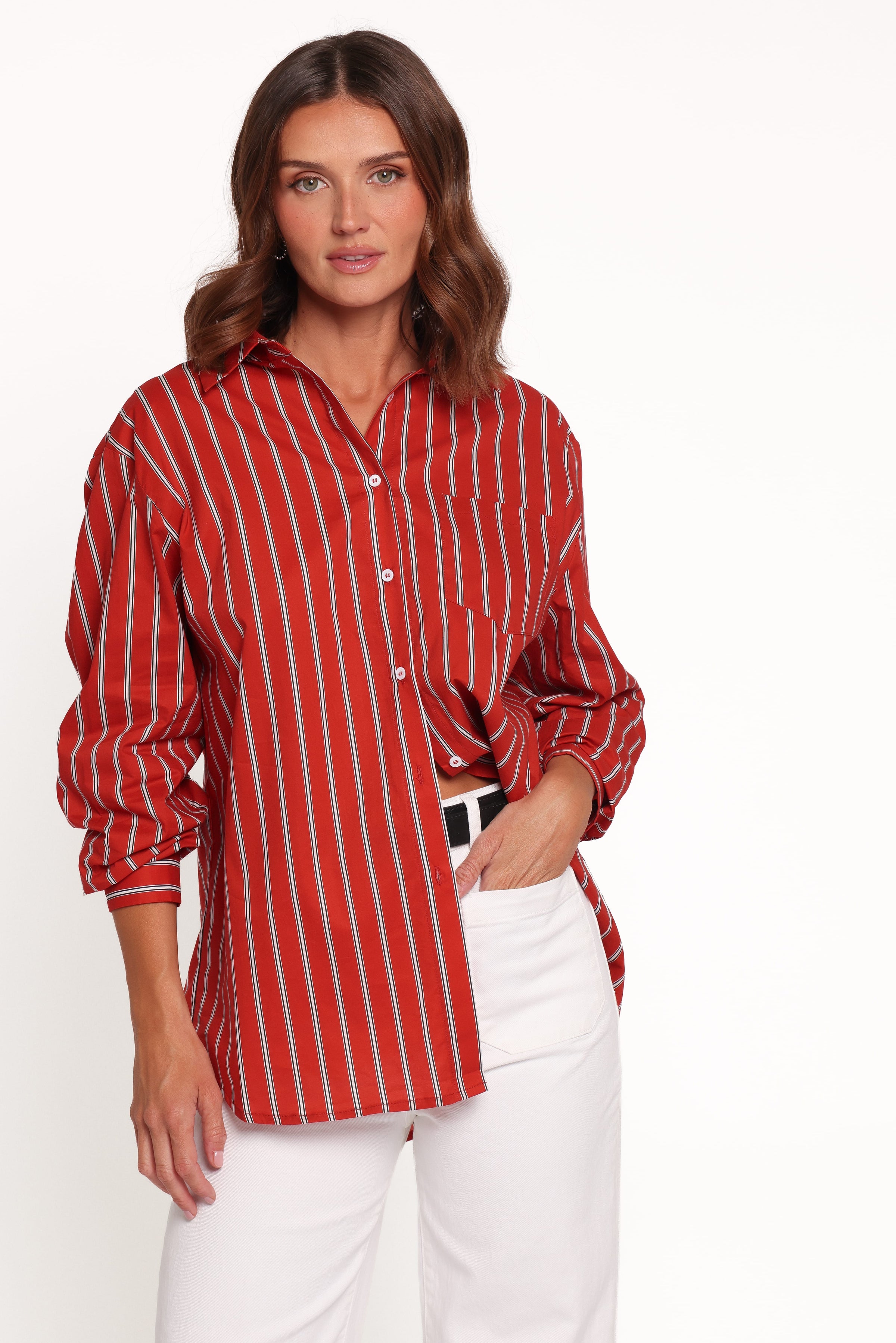TOPS Palmer Button Down Shirt - Red Stripe