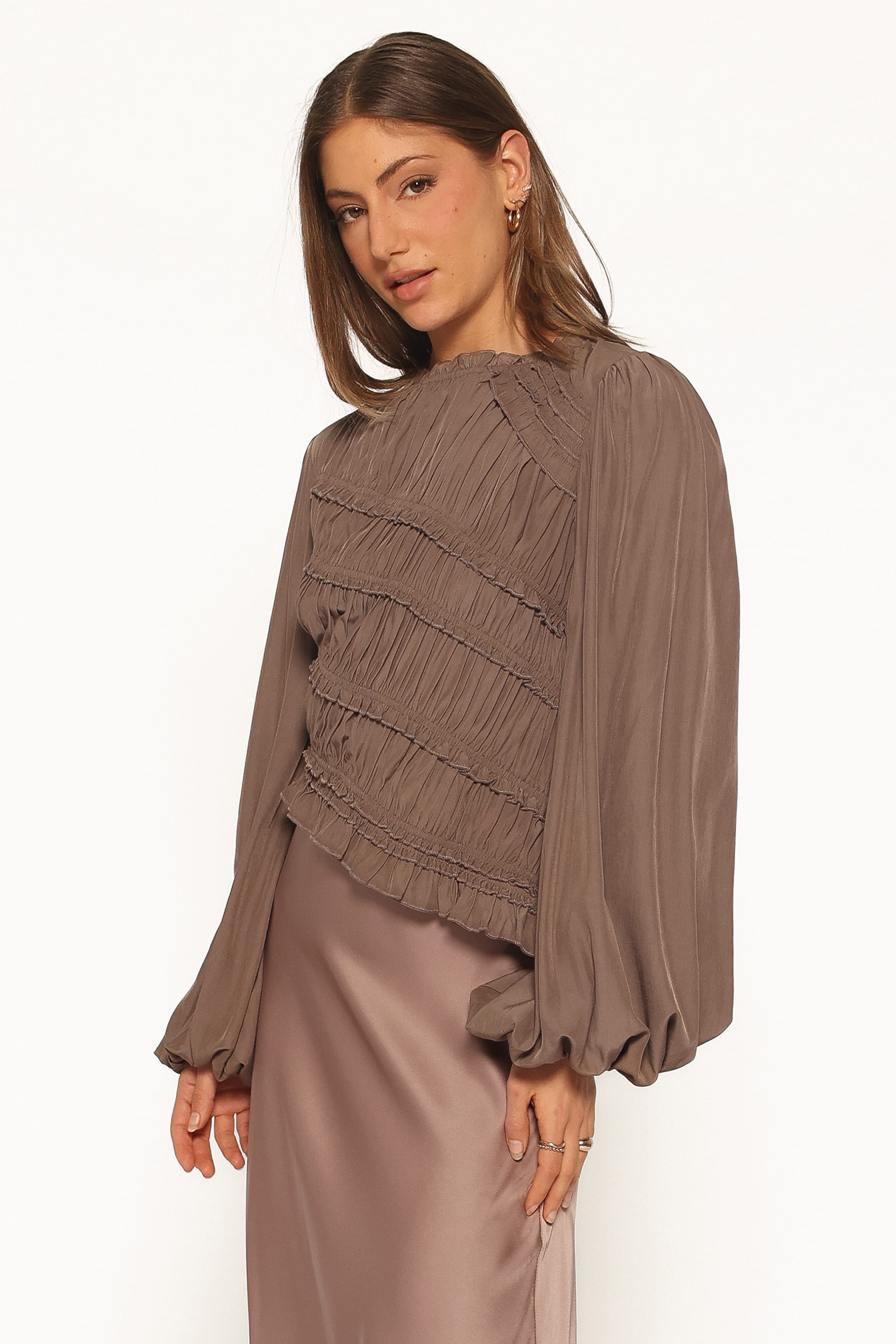 TOPS Romee Ruched Top - Brown