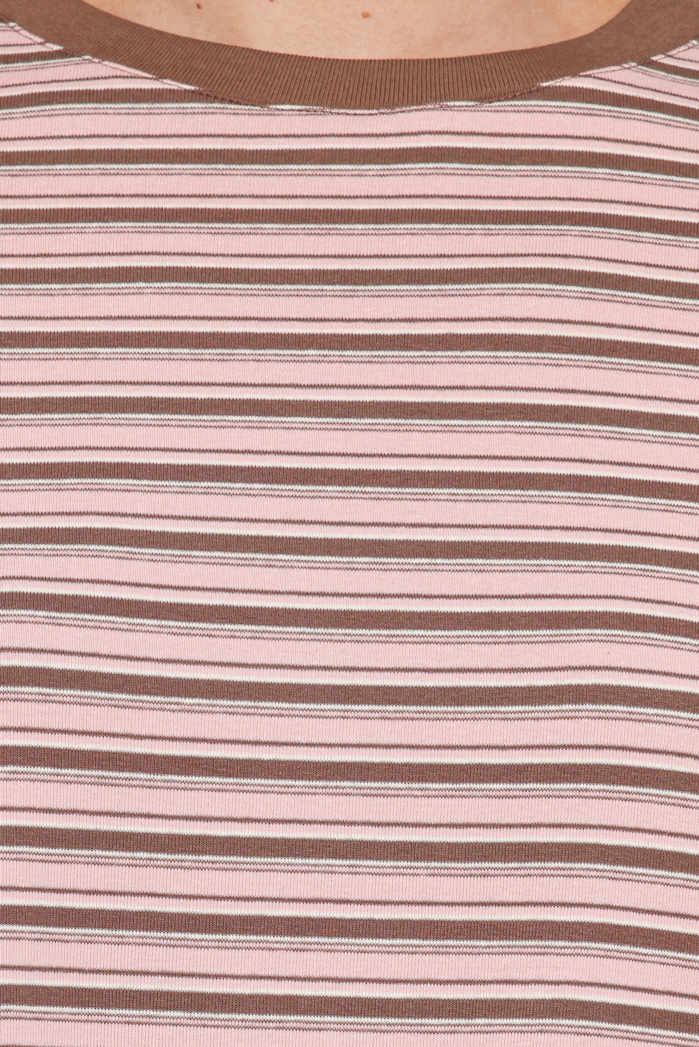 TOPS Ruva Long Sleeve Tee - Chocolate Pink Stripe