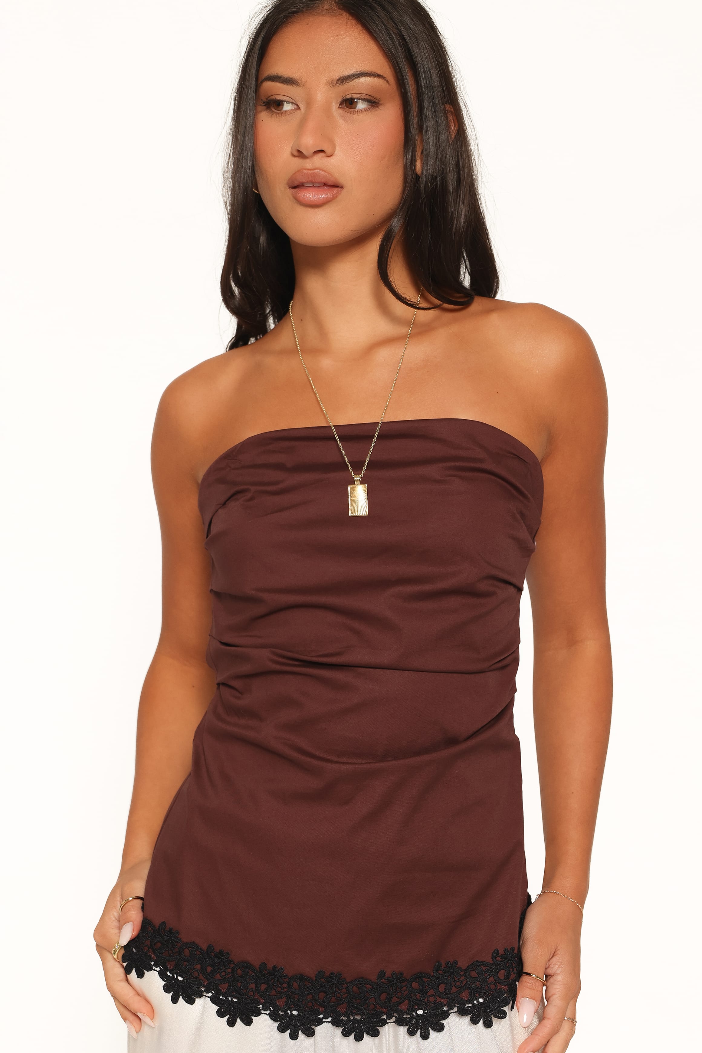 TOPS Shiloh Strapless Top - Chocolate