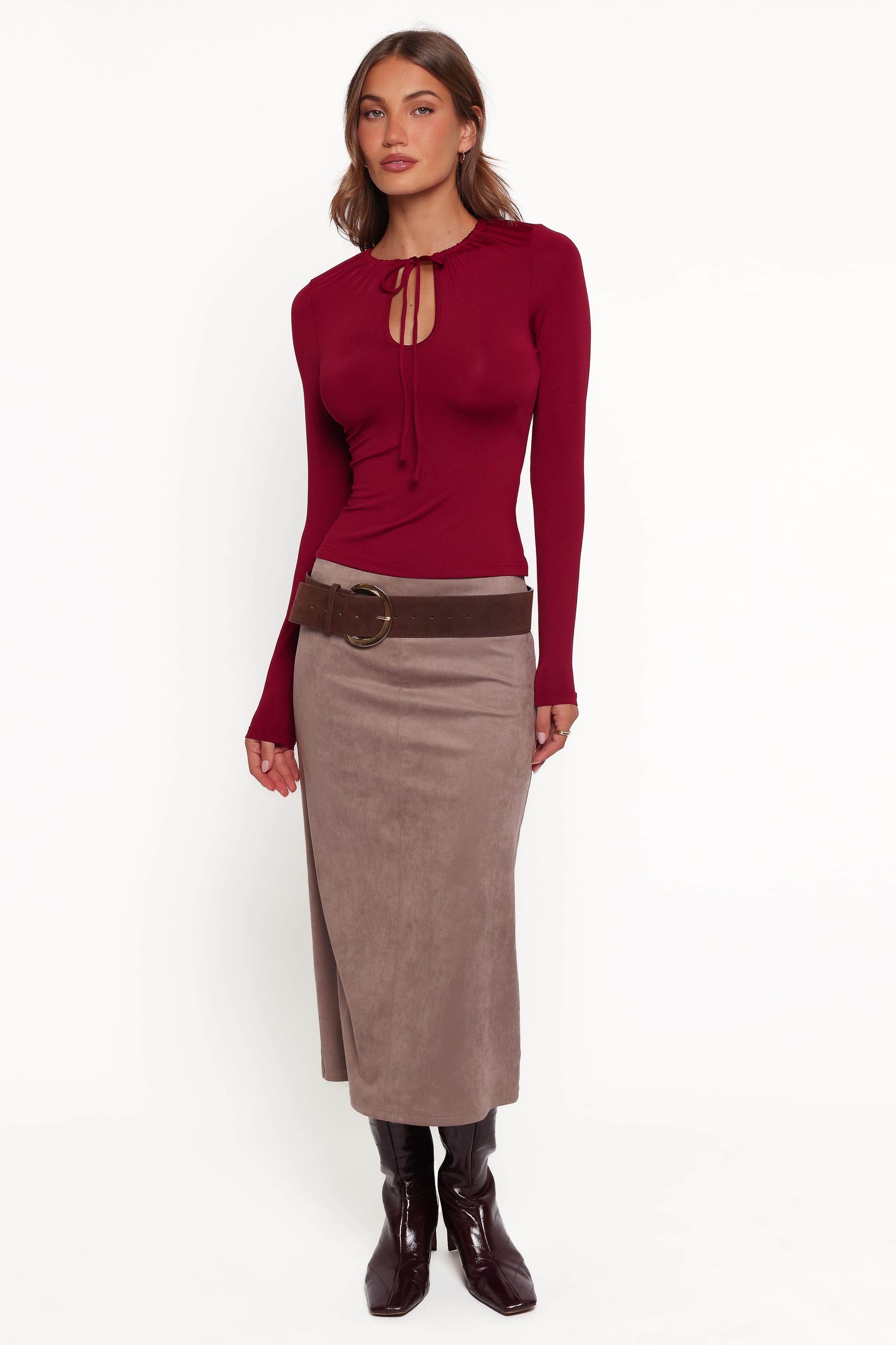 TOPS Tuscany Keyhole Top - Burgundy