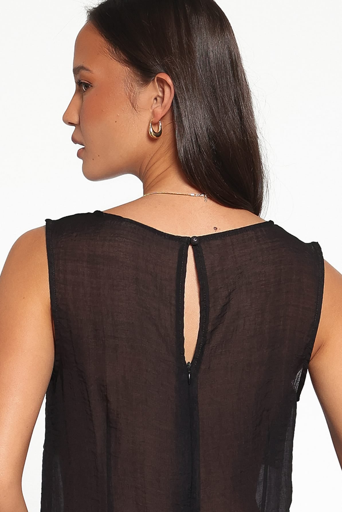 TOPS Vayla Sheer Panel Top - Black