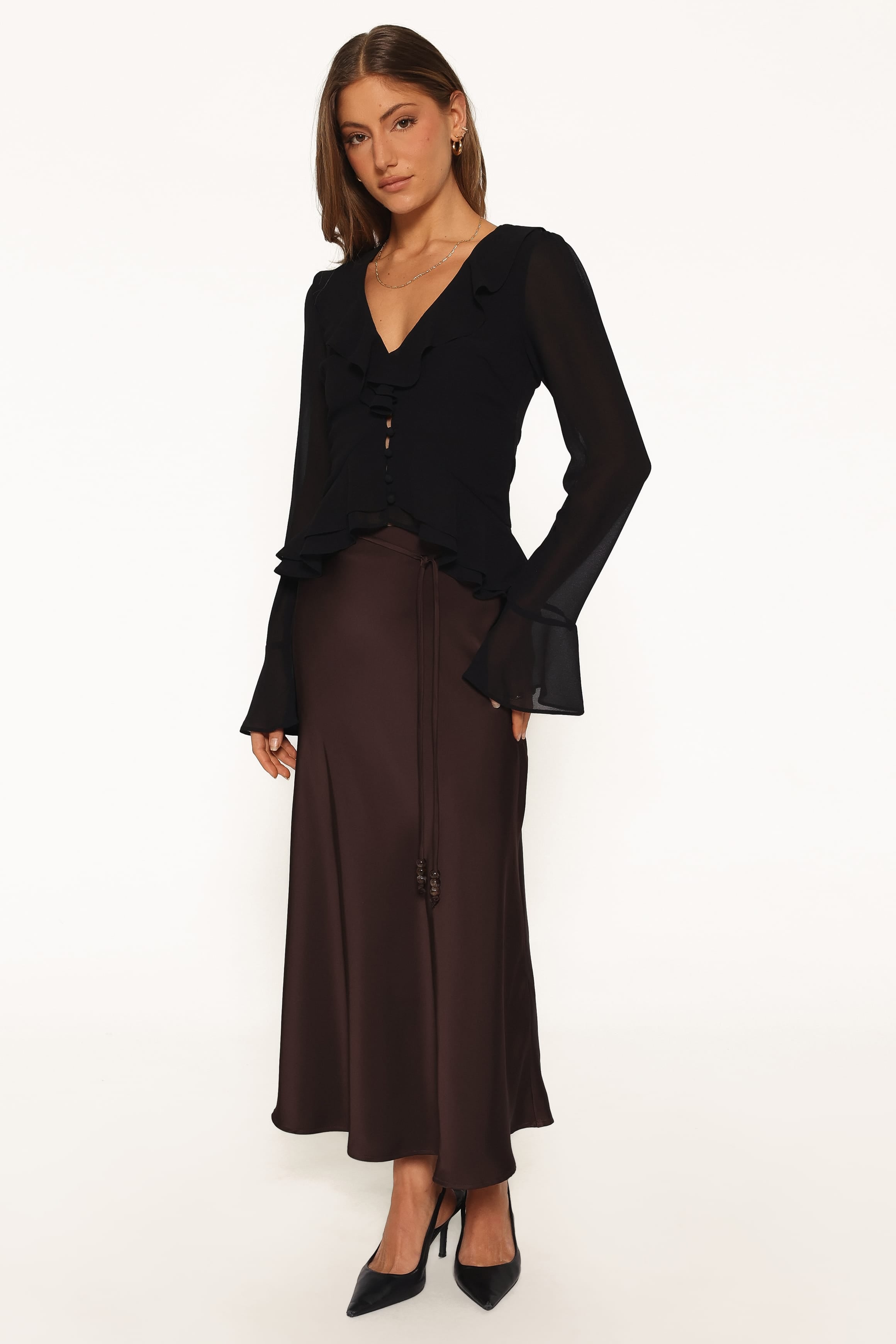 TOPS Vilma Ruffle Top - Black