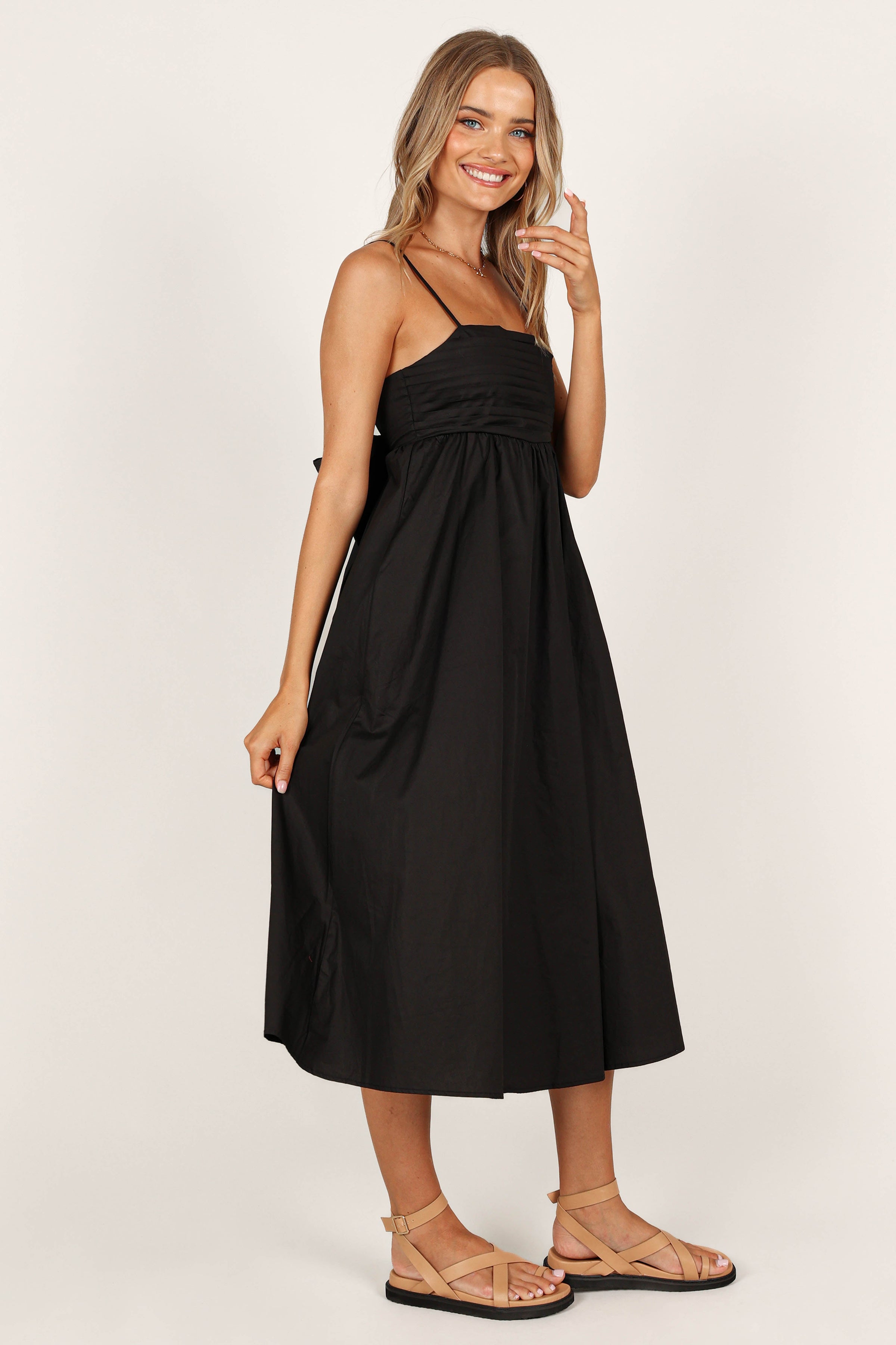 Petal and Pup USA DRESSES Alice Bow Back Midi Dress - Black