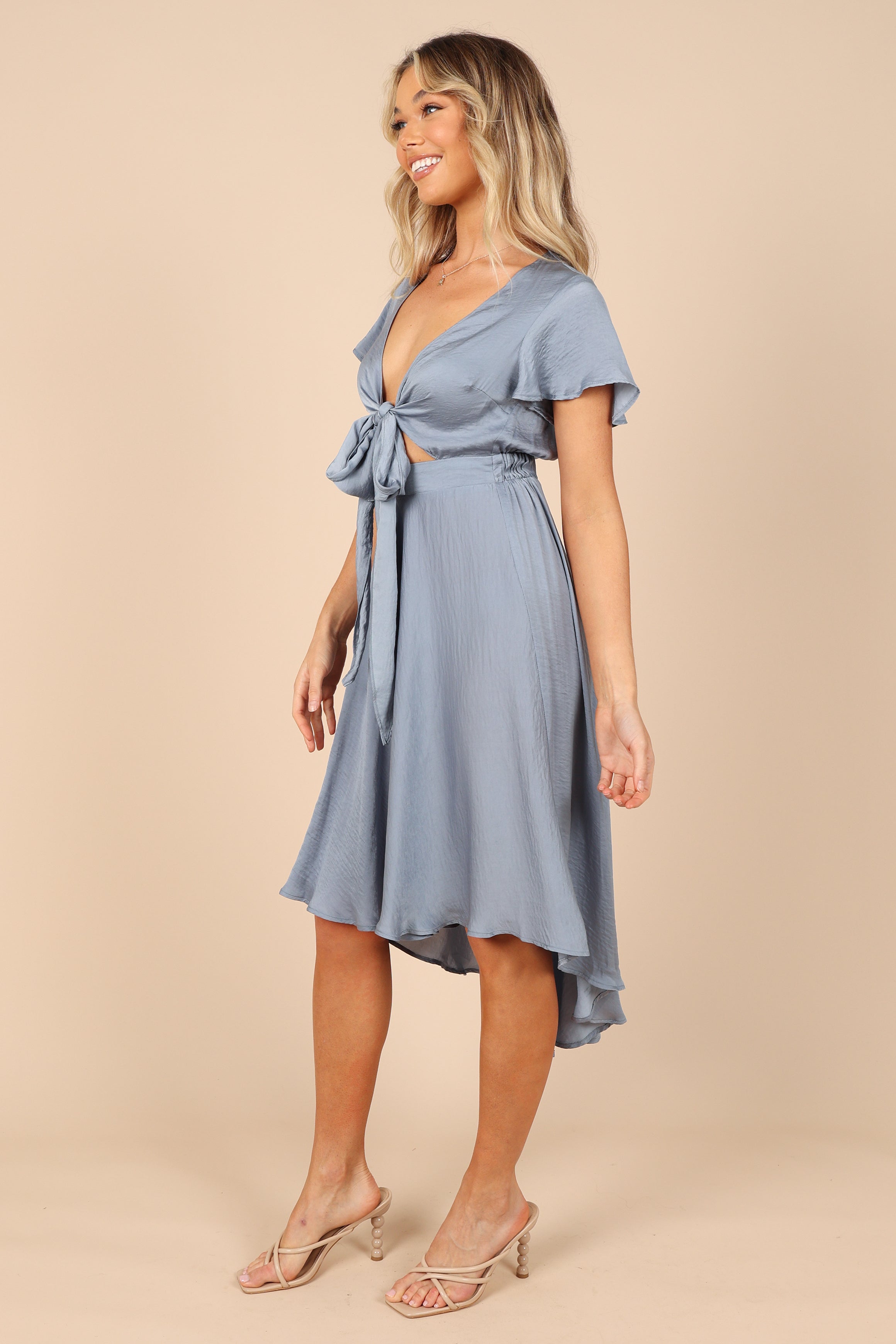 Petal and Pup USA DRESSES Amanda Hi Lo Tie Front Dress - Blue