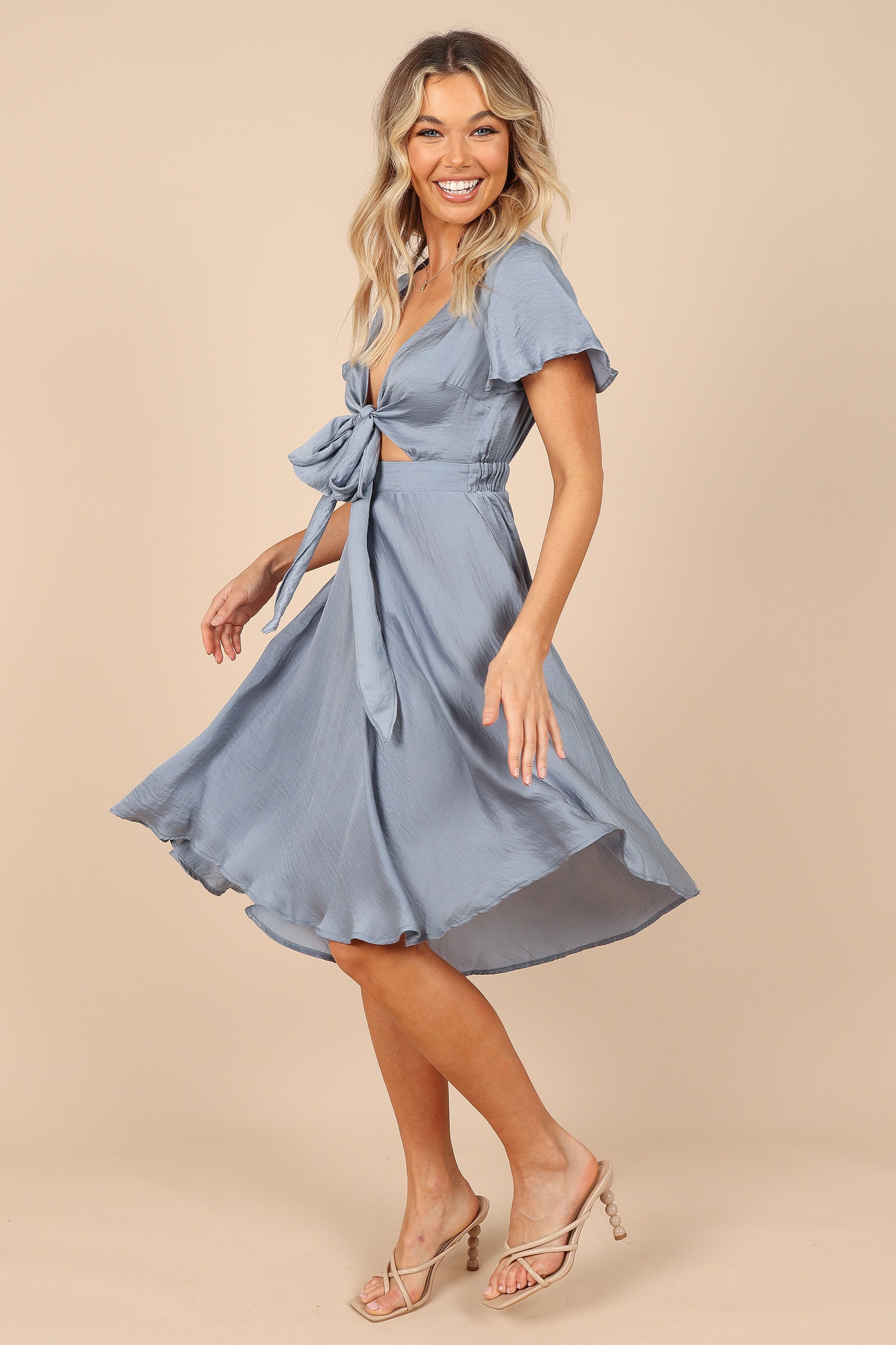 Petal and Pup USA DRESSES Amanda Hi Lo Tie Front Dress - Blue