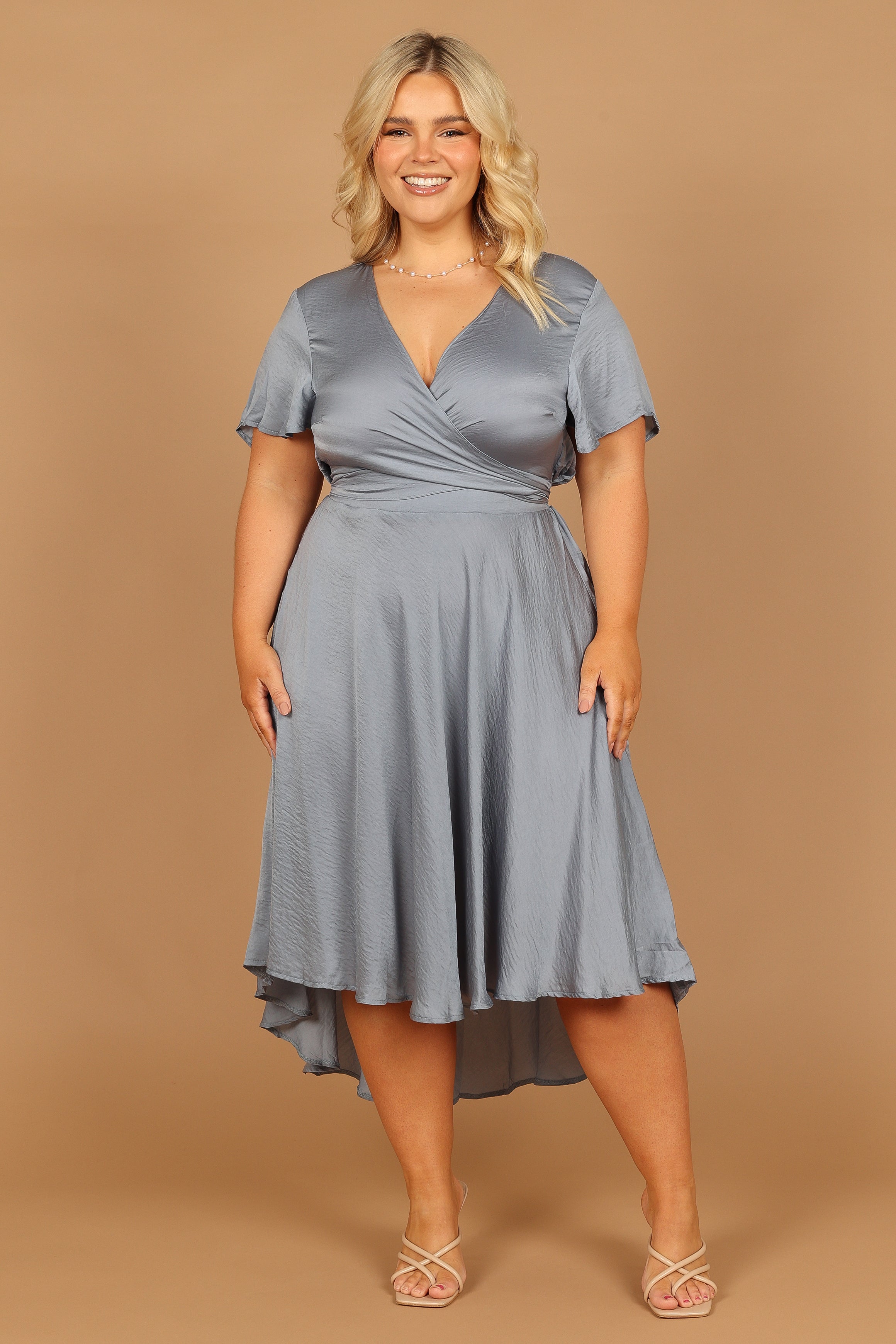 Petal and Pup USA DRESSES Amanda Hi Lo Tie Front Dress - Blue