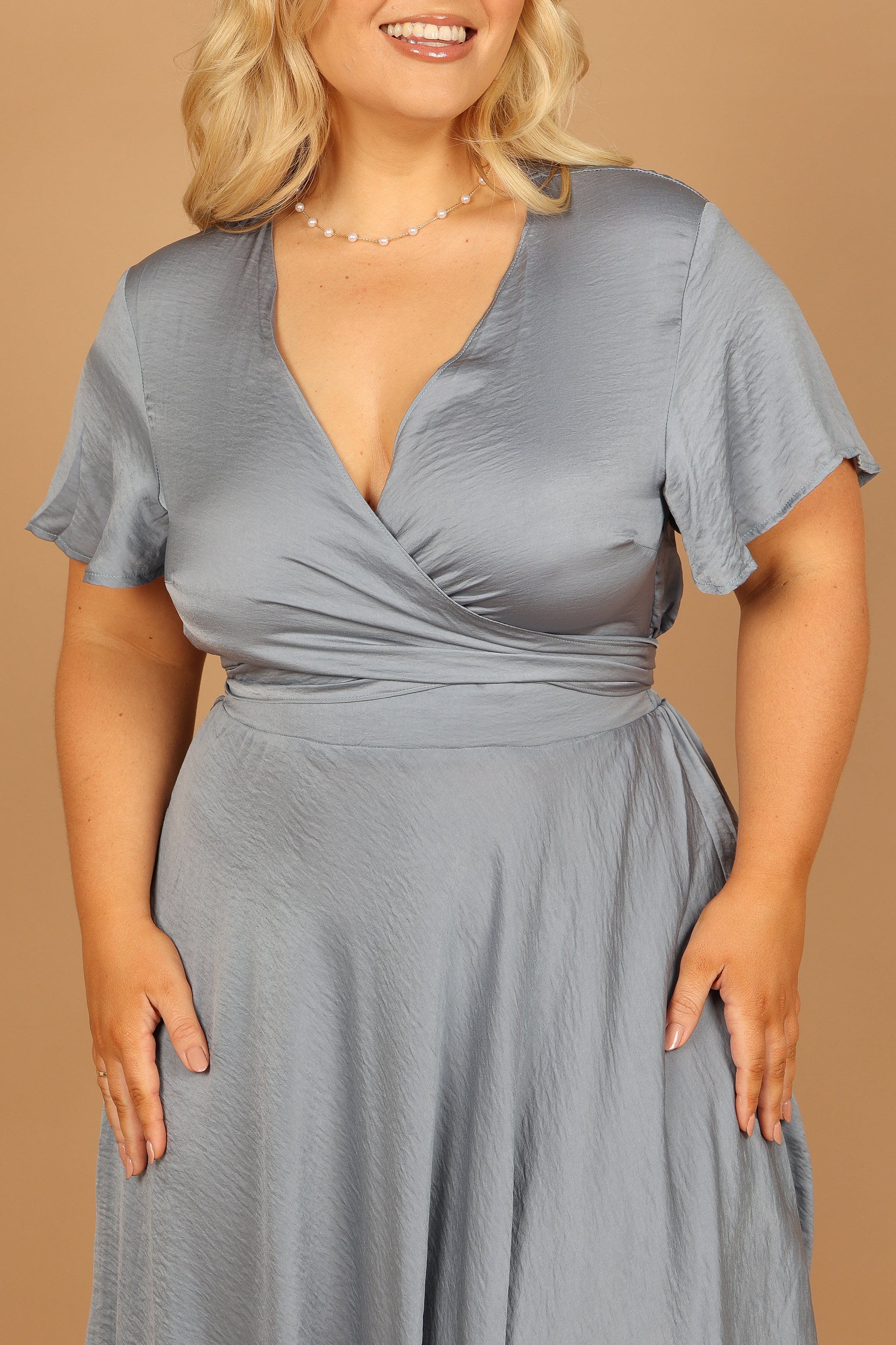 Petal and Pup USA DRESSES Amanda Hi Lo Tie Front Dress - Blue