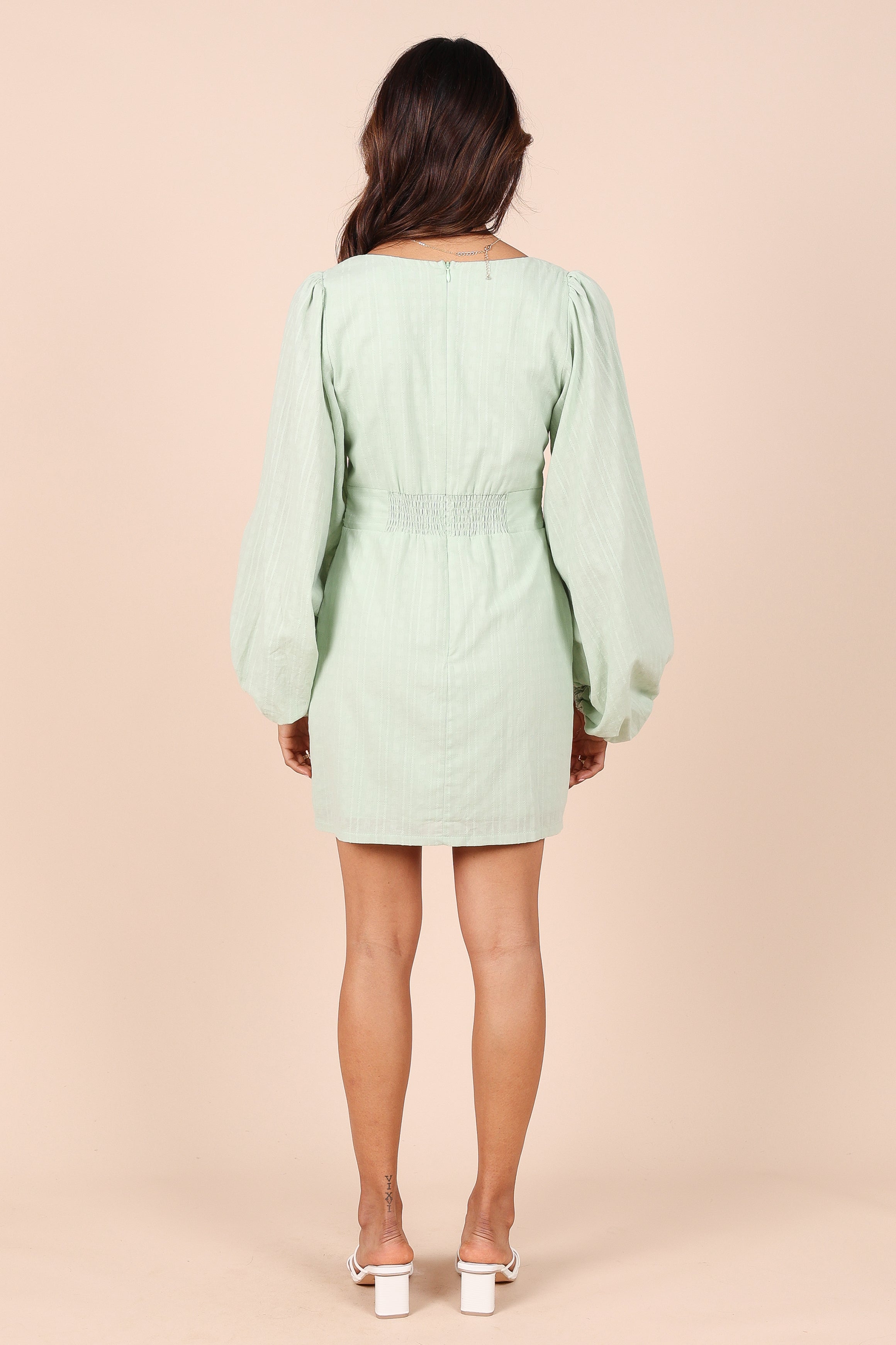 Petal and Pup USA DRESSES Emilina Long Sleeve Mini Dress - Sage