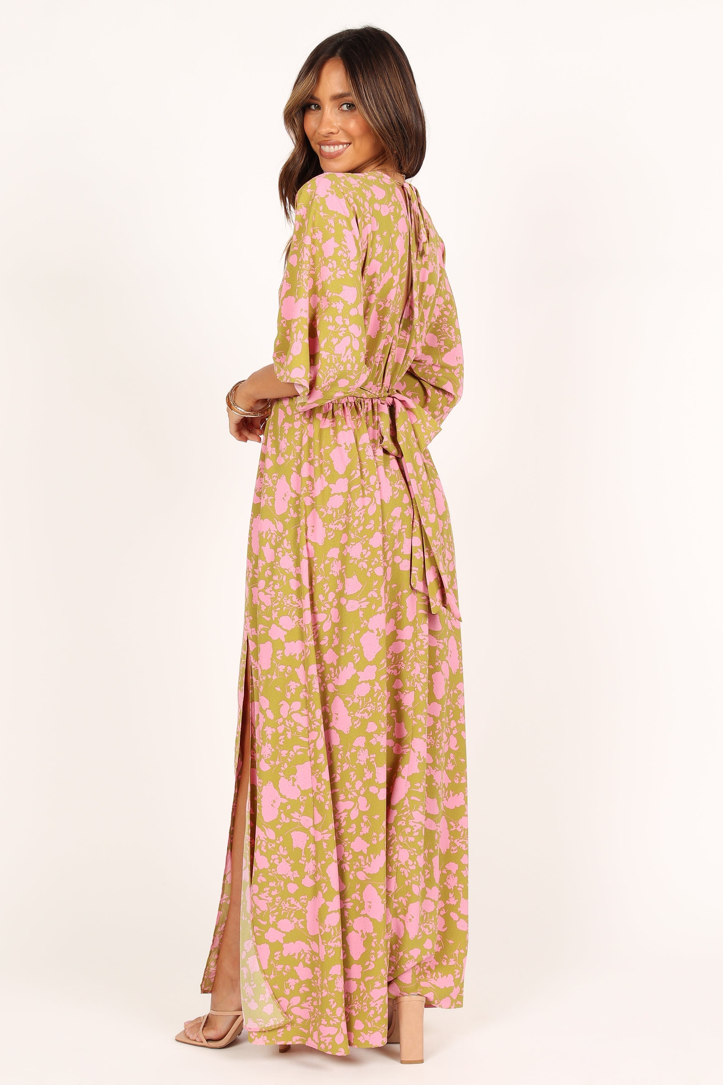 Petal and Pup USA DRESSES Fran Maxi Dress - Green/Pink