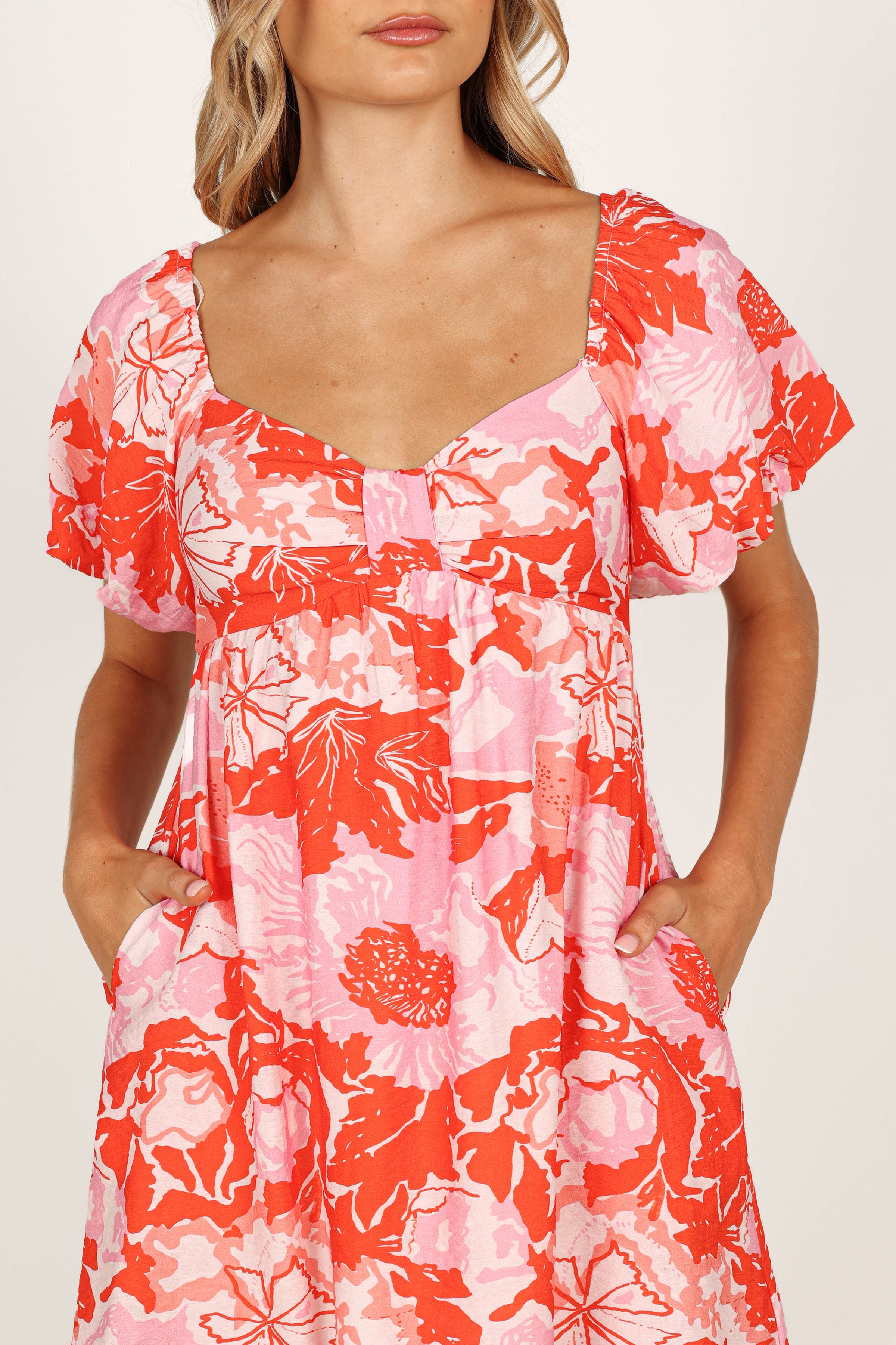 Petal and Pup USA DRESSES Maggie Mini Dress - Pink/Red Floral
