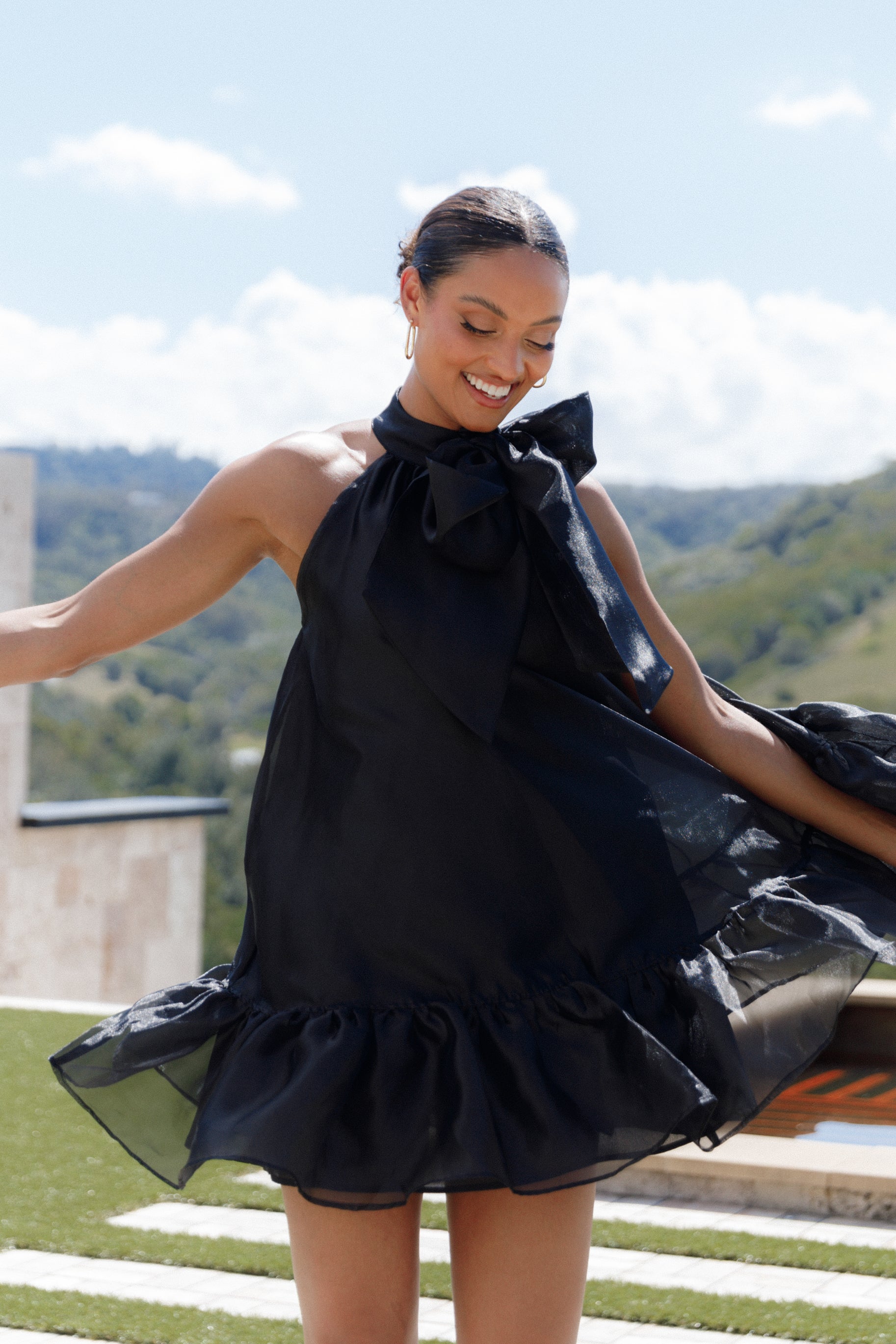 Sophia Bow Mini Dress - Black Sophia Bow Mini Dress - Black