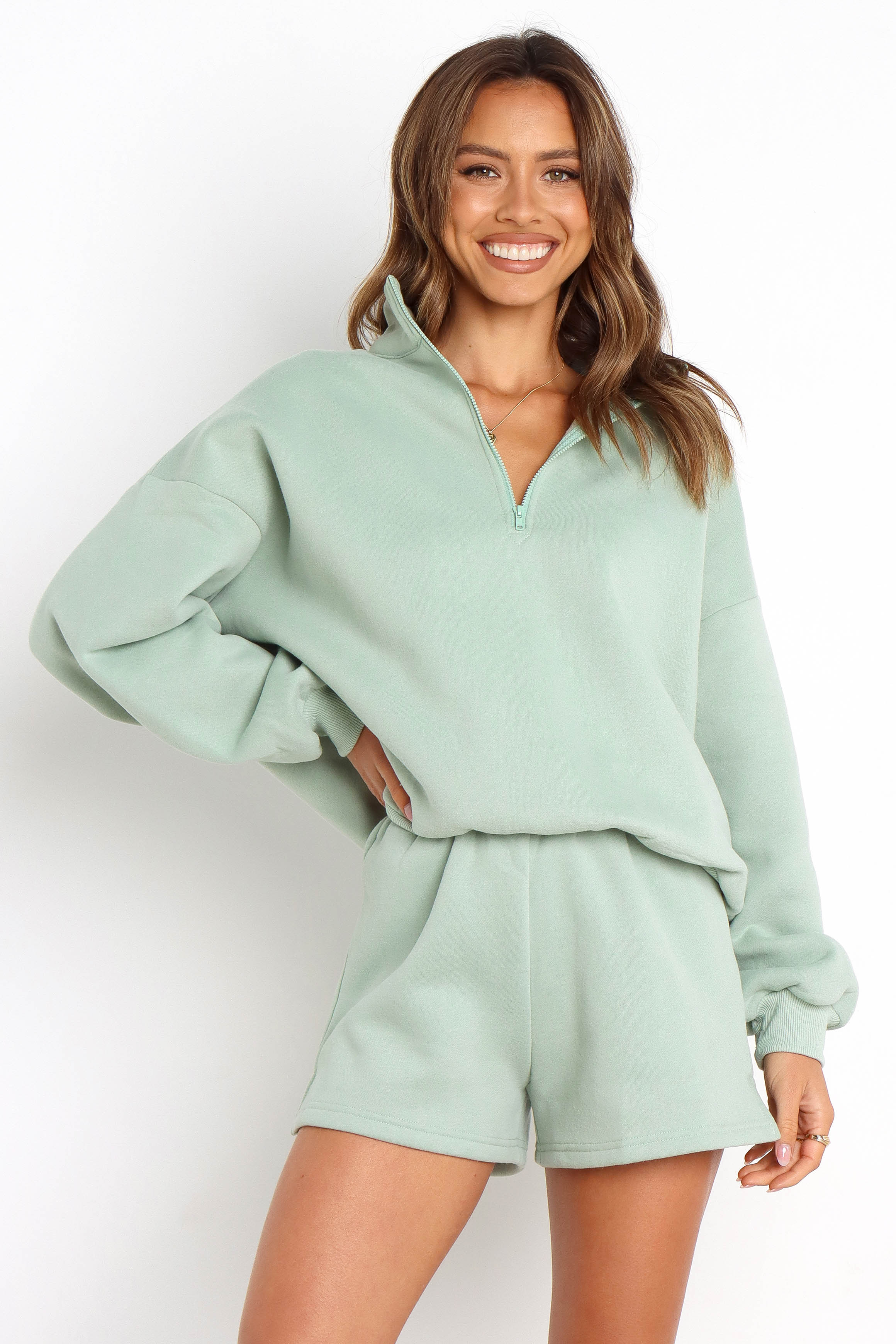 Petal and Pup USA OUTERWEAR Braxon Sweater - Sage (shoot rack)