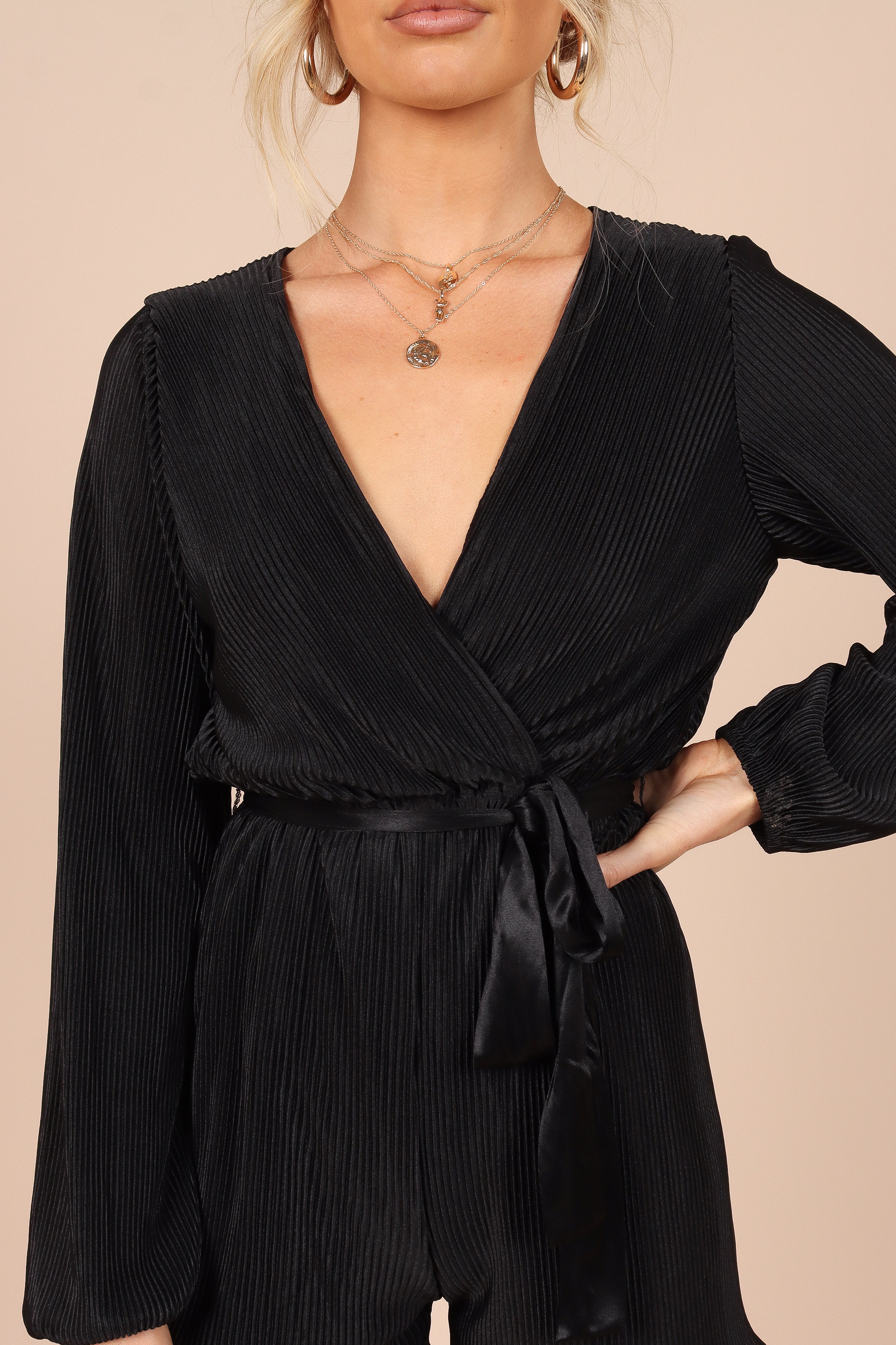 Petal and Pup USA ROMPERS Minelli Pleated Romper - Black