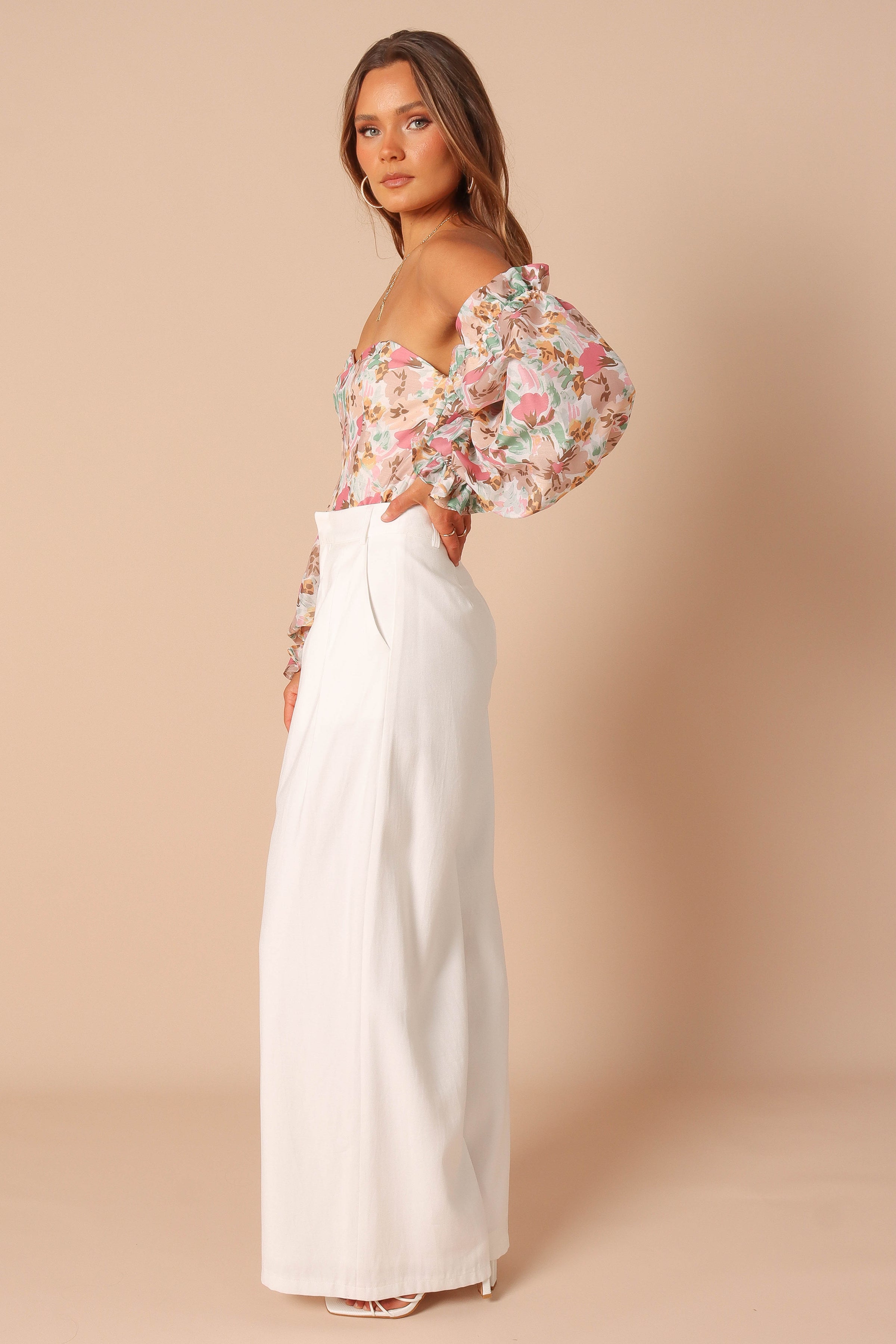 Petal and Pup USA TOPS Acantha Bodysuit - Beige Floral