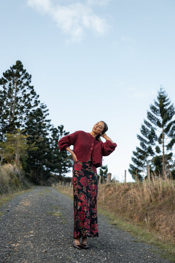 Evie Maxi Skirt - Black Floral