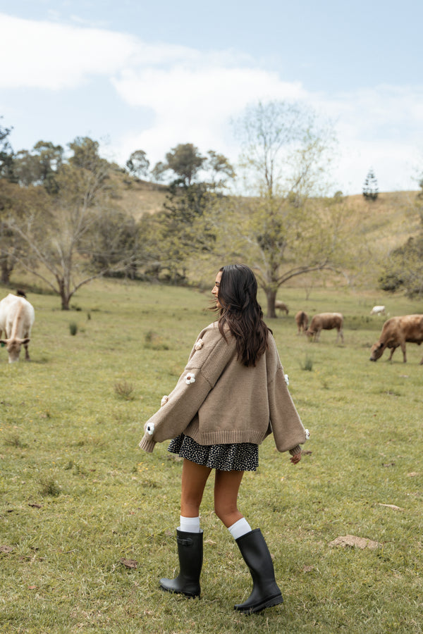 Delaro Flower Cardigan - Brown