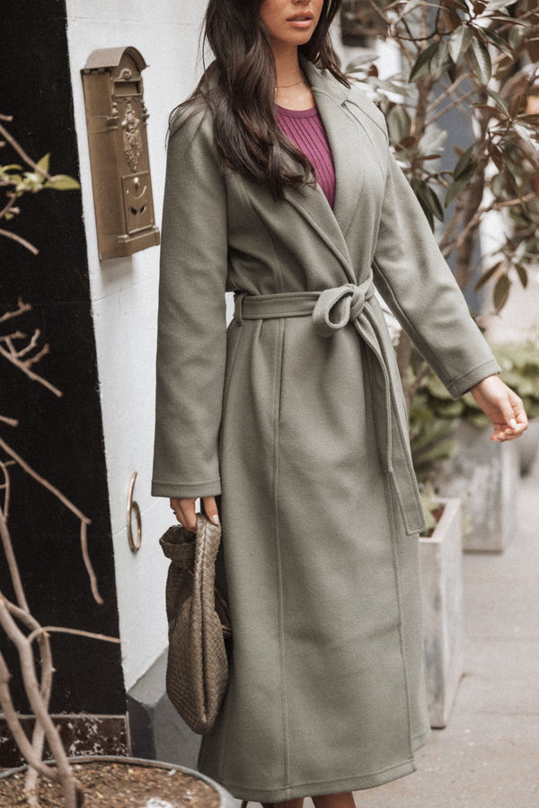 Violeta Tie Front Coat - Olive