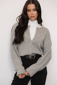 Astor Classic Button Up Cardigan - Light Grey