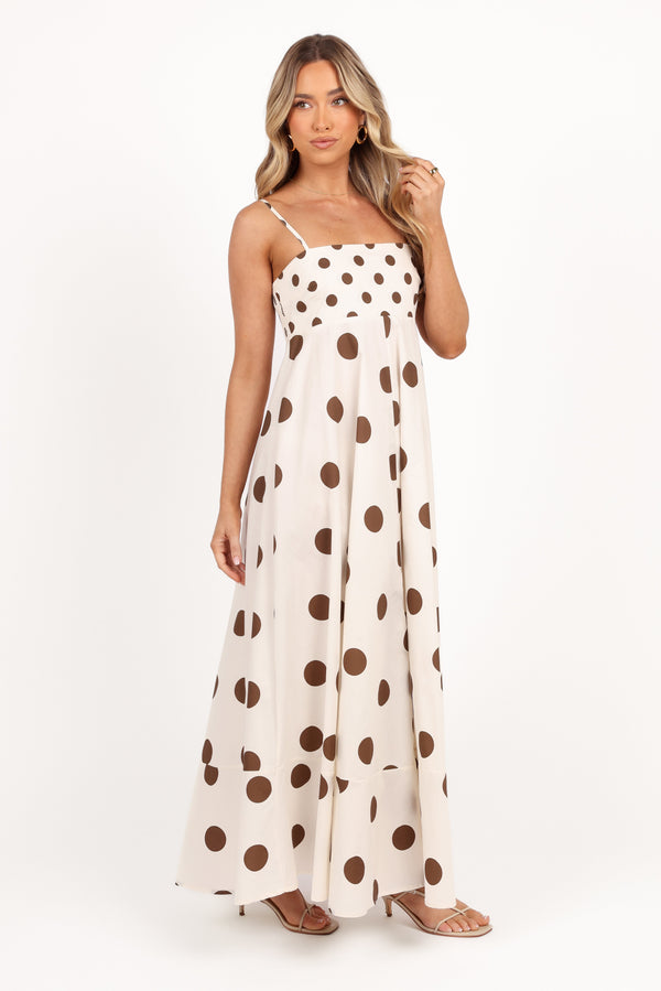 Deenie Maxi Dress - Chocolate Brown Spot