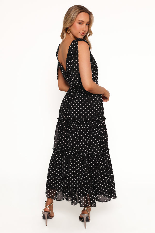 Ada Maxi Dress - Black Polka Dot