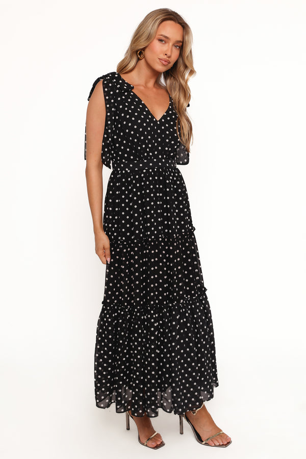 Ada Maxi Dress - Black Polka Dot