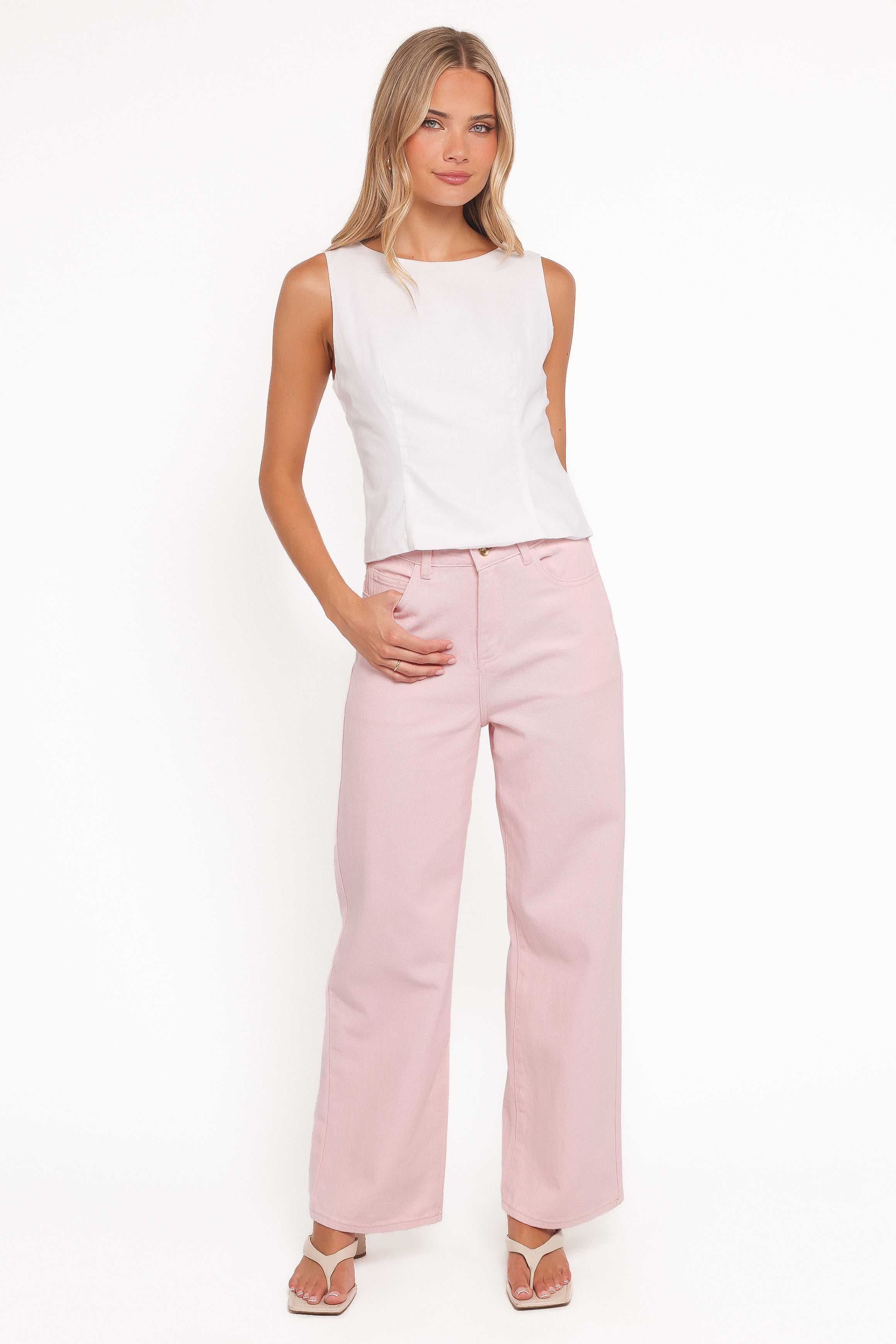 Ailis Wide Leg Jean - Dusty Pink