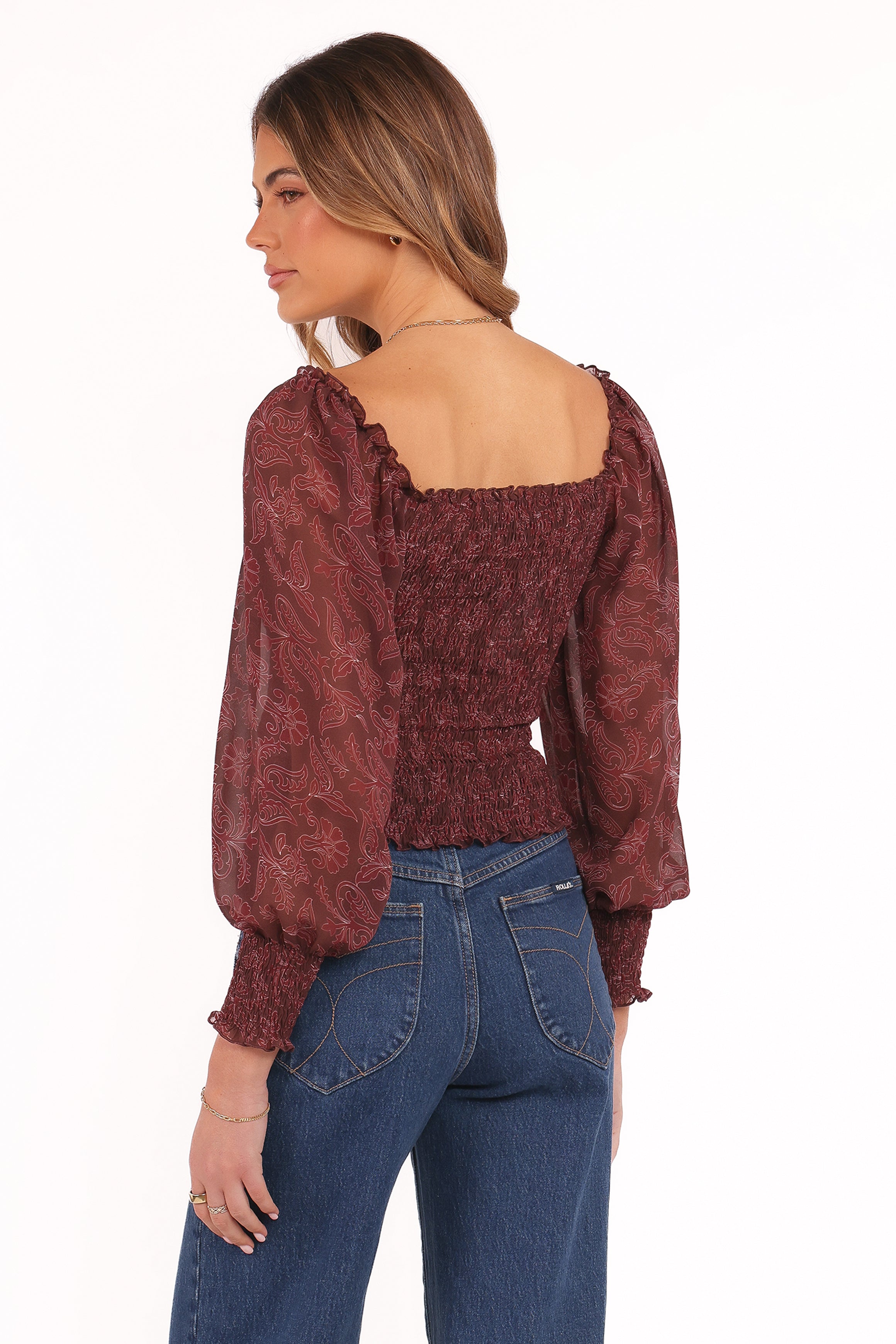 Alberta Top - Burgundy Paisley