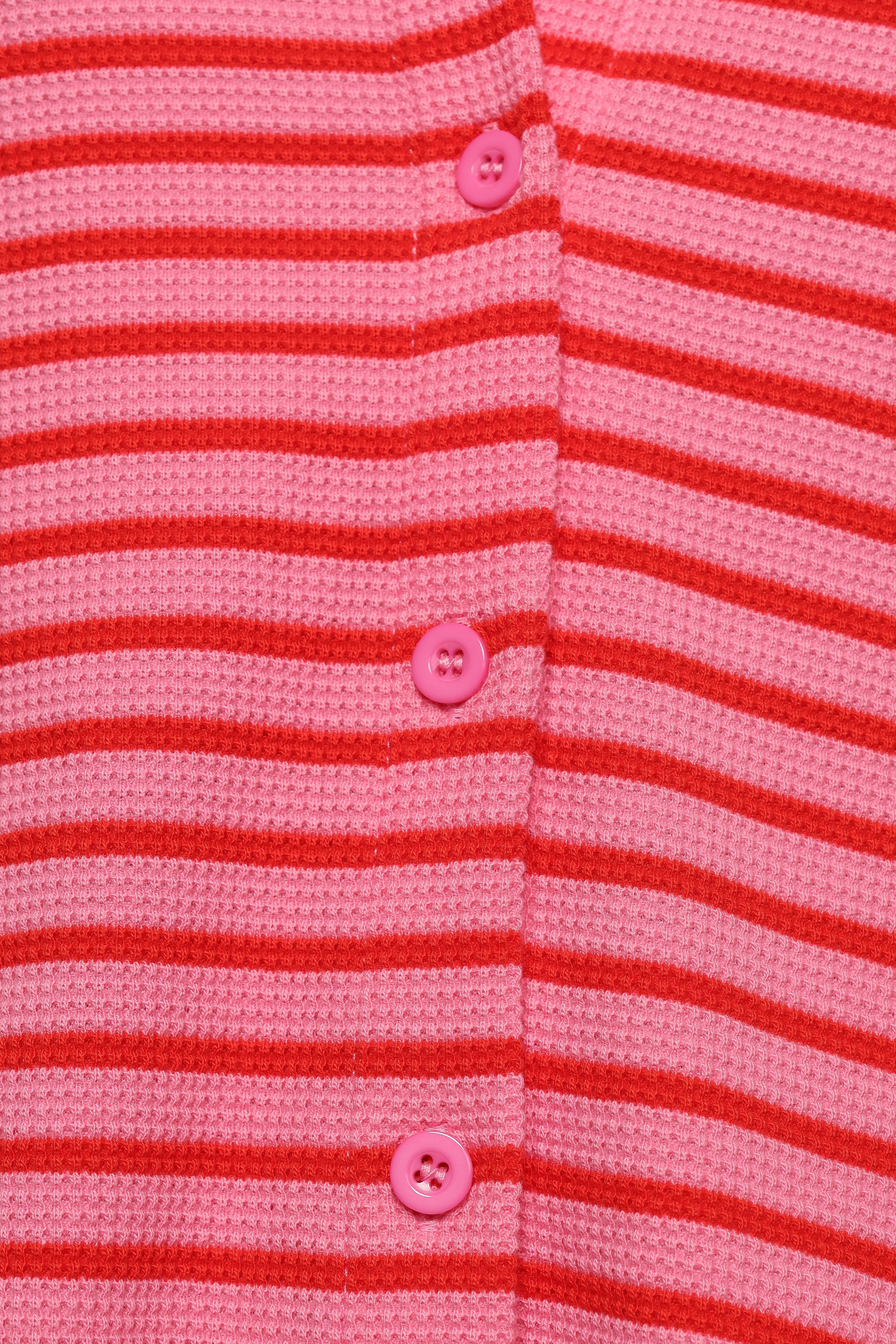 Alden Cotton Knit Set - Pink Red Stripe