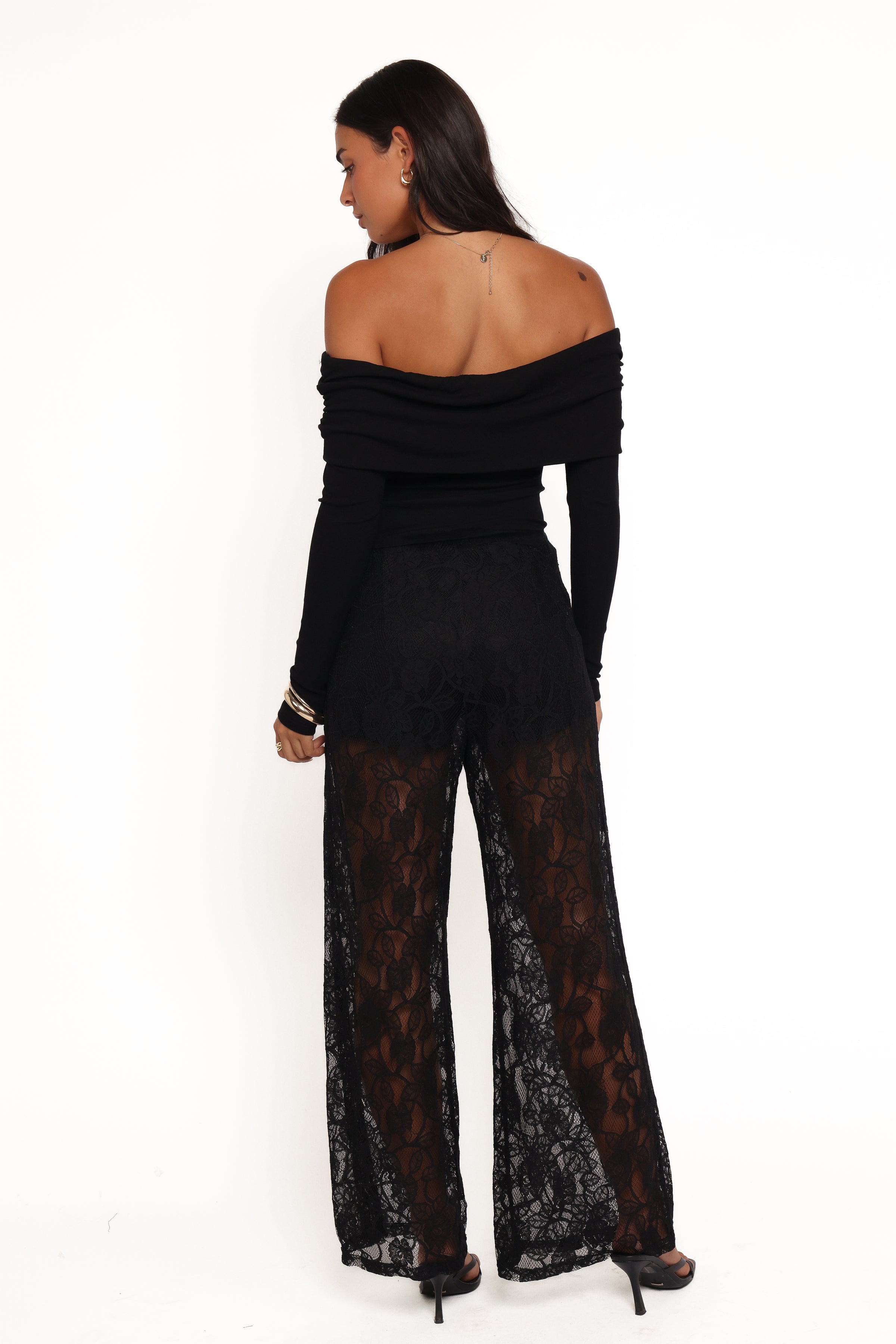 Alina Lace Pant Set - Black