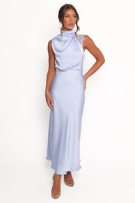 Anabelle Halter Neck Lace Maxi Dress - Baby Blue