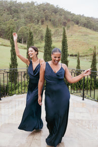 Anela Asymmetric Midi Dress - Navy