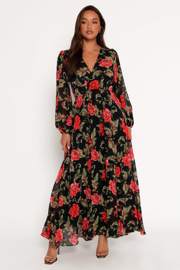 Anisa Maxi Dress - Black Floral