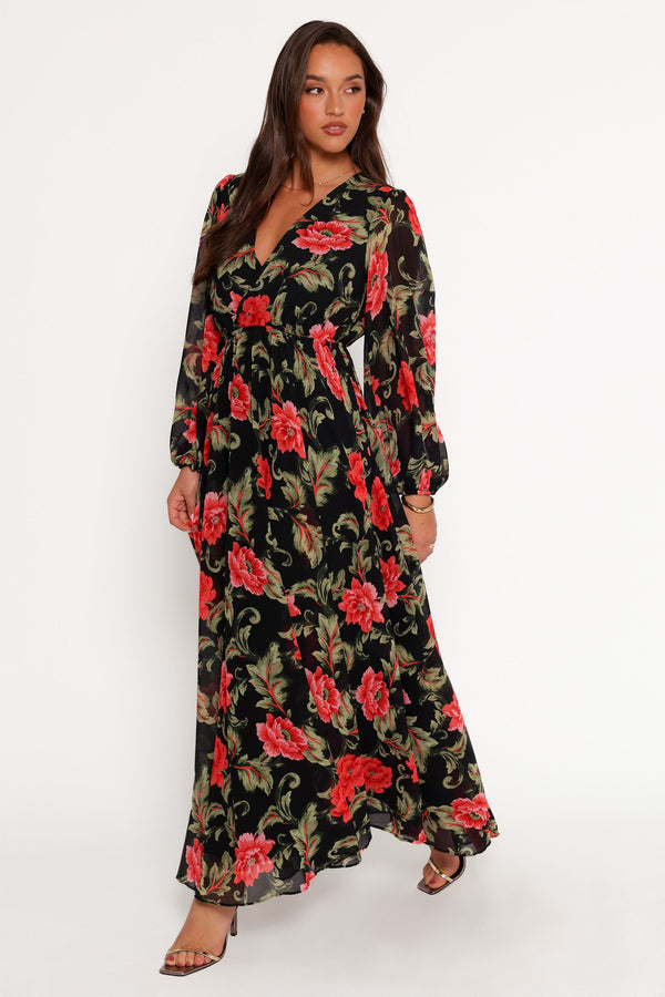 Anisa Maxi Dress - Black Floral