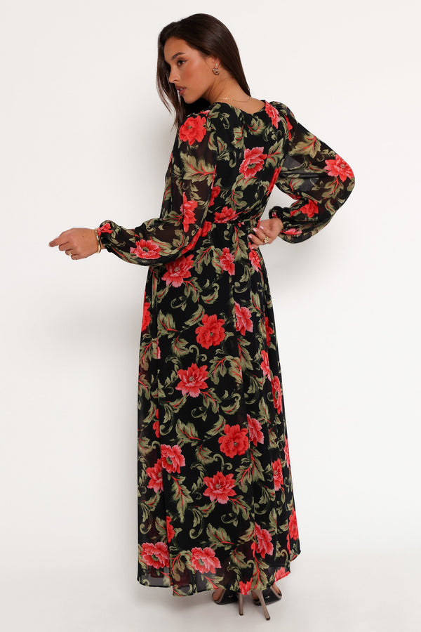 Anisa Maxi Dress - Black Floral