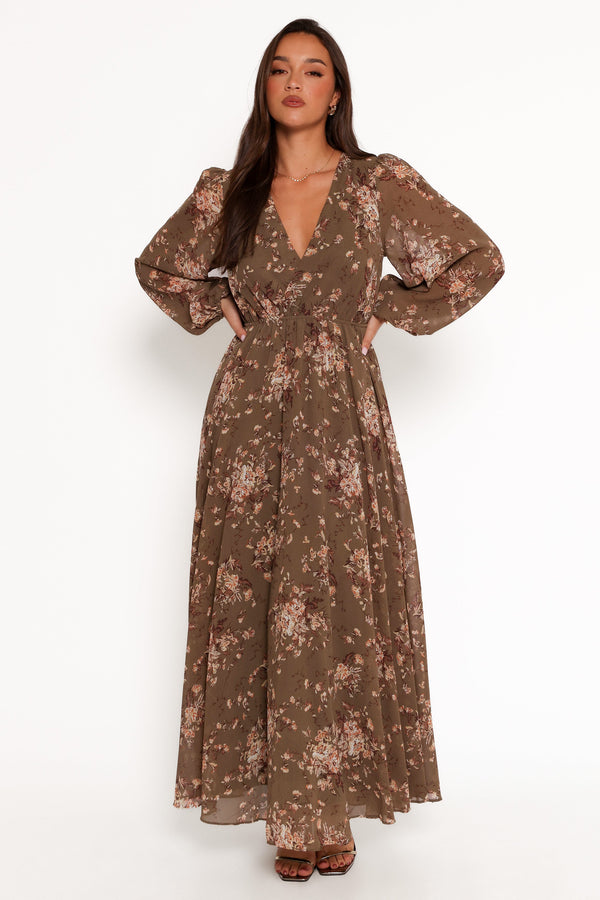 Anisa Maxi Dress - Olive Floral