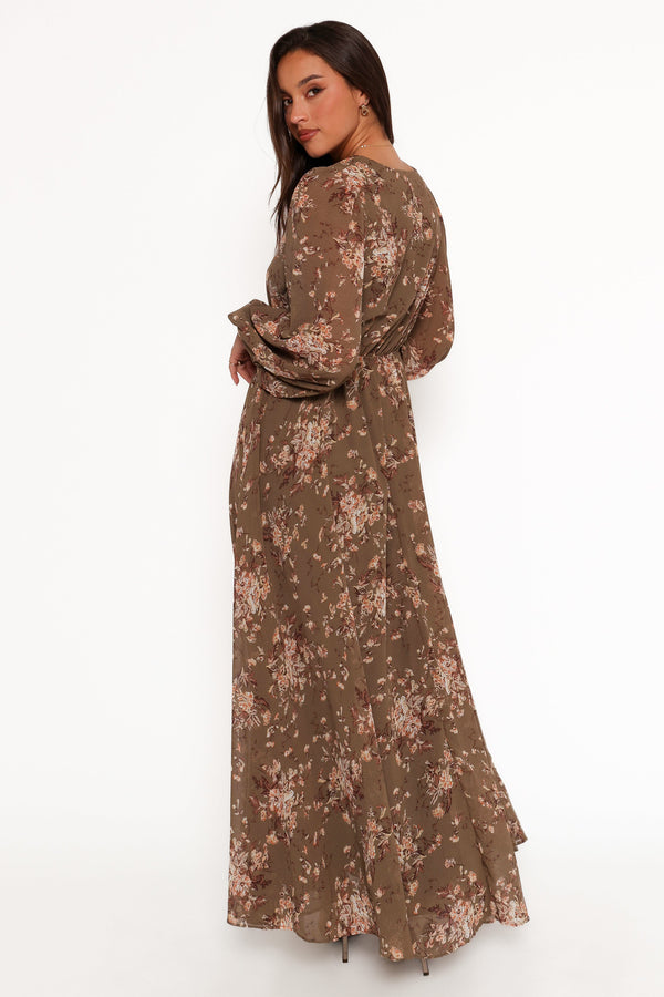 Anisa Maxi Dress - Olive Floral