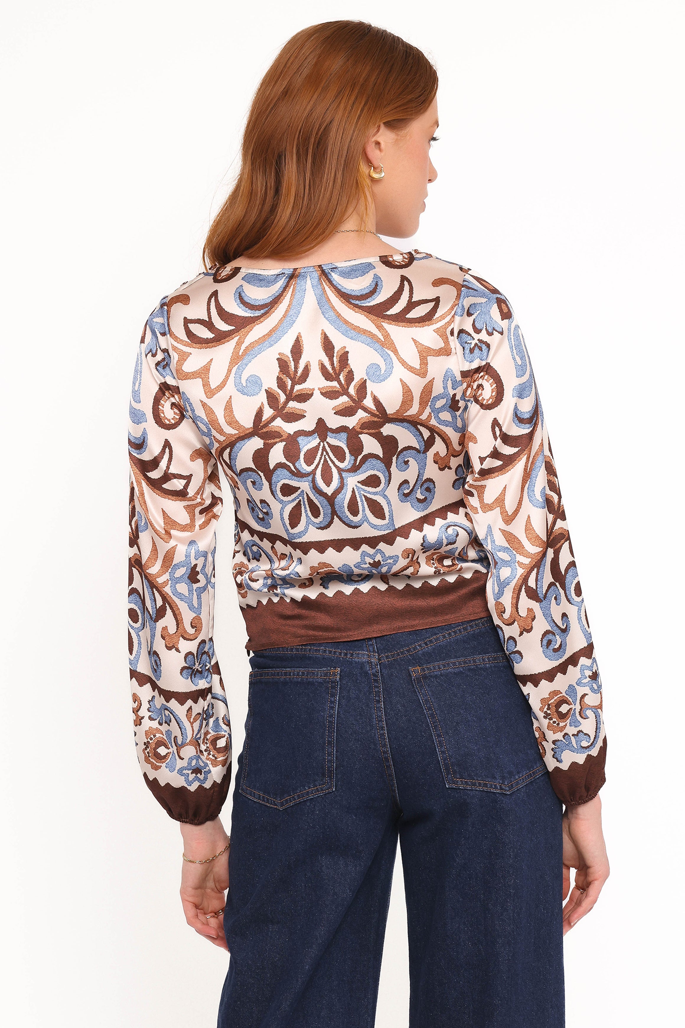 Aoife Top - Ivory Brown Blue