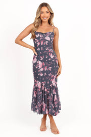 Ashton Midi Dress - Steel Gray Floral