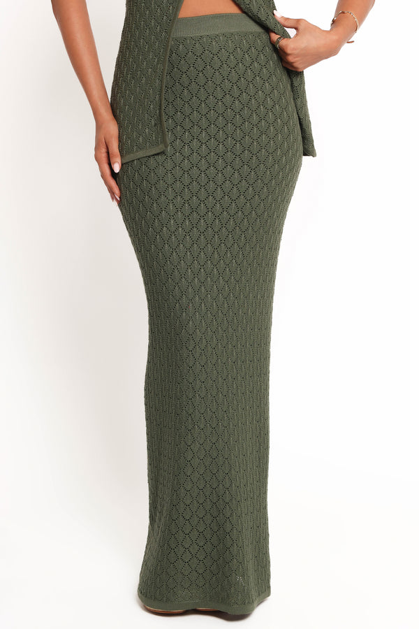 Asplie Knit Maxi Skirt - Olive